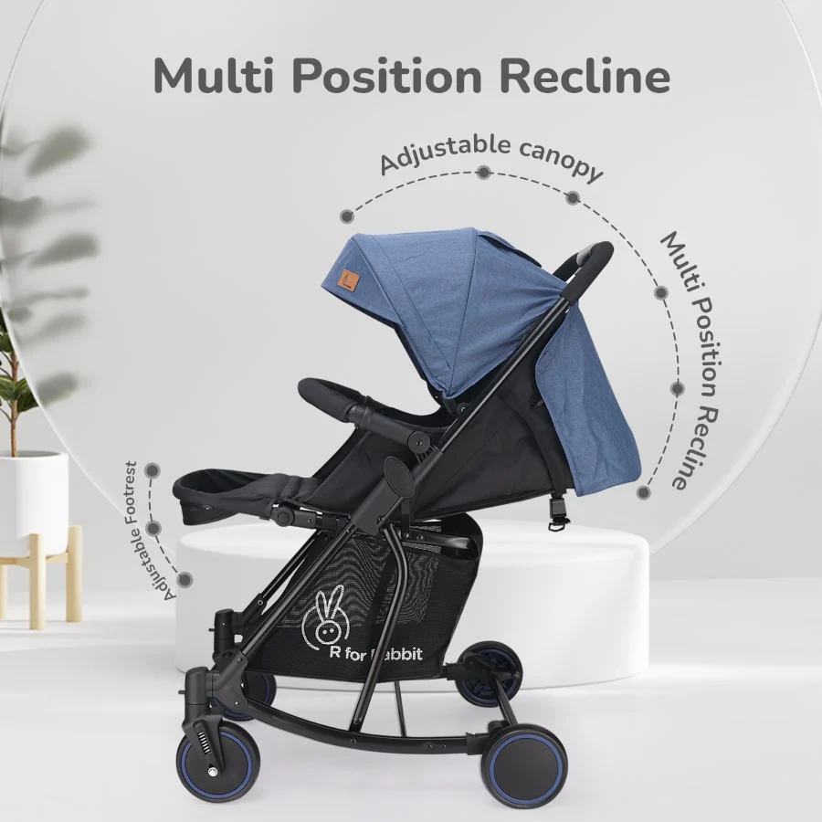 Rock N Roll 2 In 1 Baby Stroller Cum Rocker, Light Weight, Compact Travel Friendly, One Hand Fold - Blue - Image 7