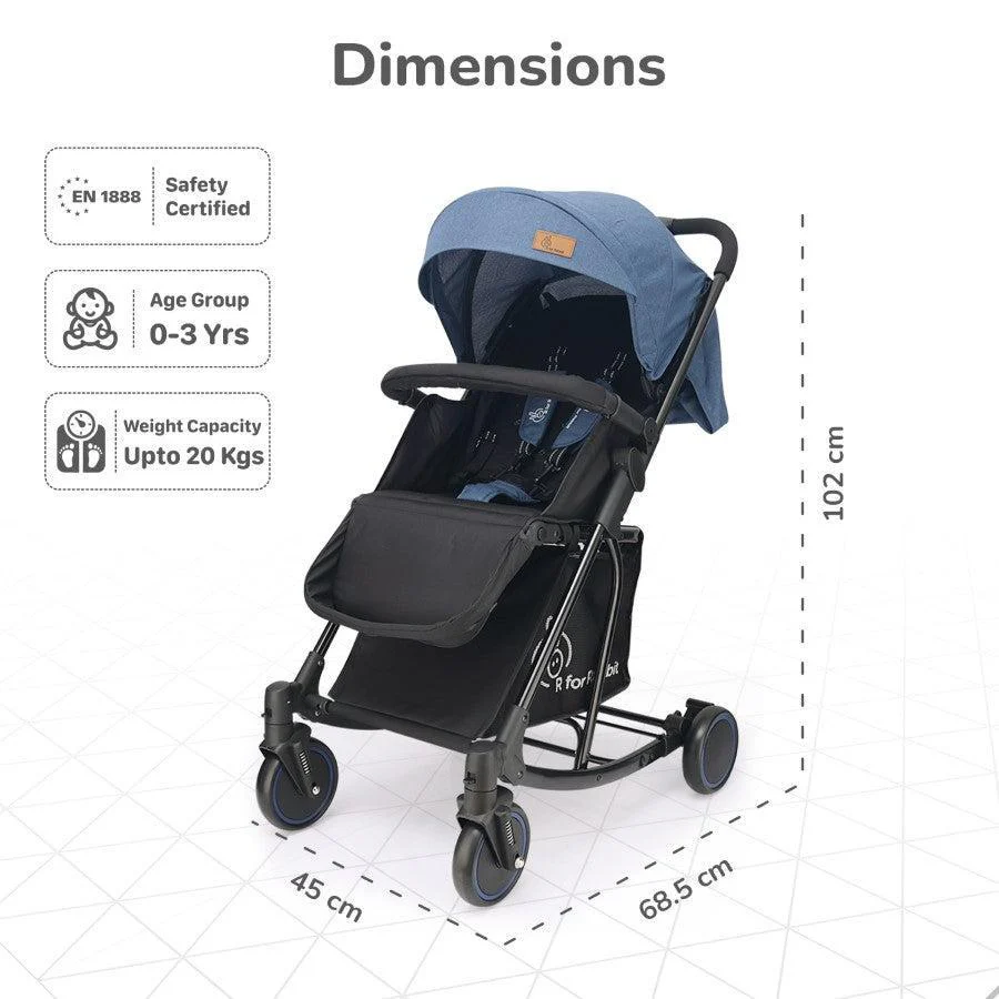 Rock N Roll 2 In 1 Baby Stroller Cum Rocker, Light Weight, Compact Travel Friendly, One Hand Fold - Blue - Image 9