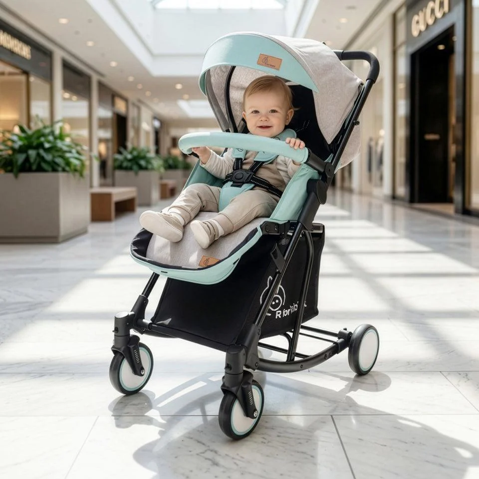 Rock N Roll 2 In 1 Baby Stroller Cum Rocker, Light Weight, Compact Travel Friendly, One Hand Fold - Green