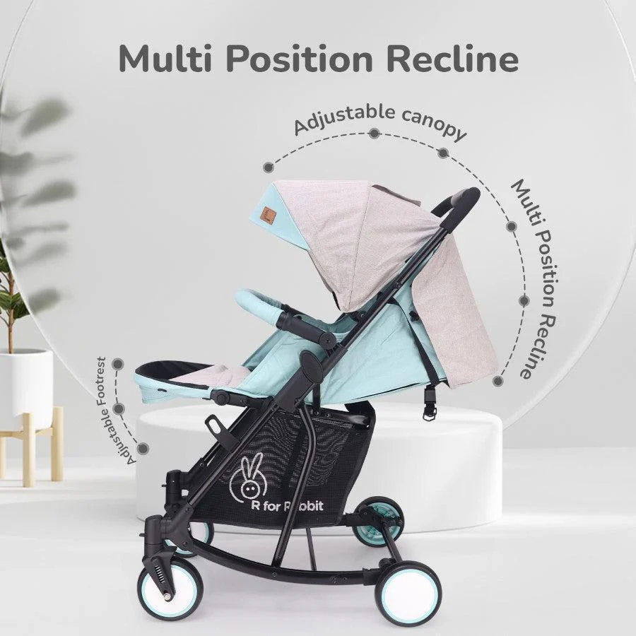 Rock N Roll 2 In 1 Baby Stroller Cum Rocker, Light Weight, Compact Travel Friendly, One Hand Fold - Green - Image 7