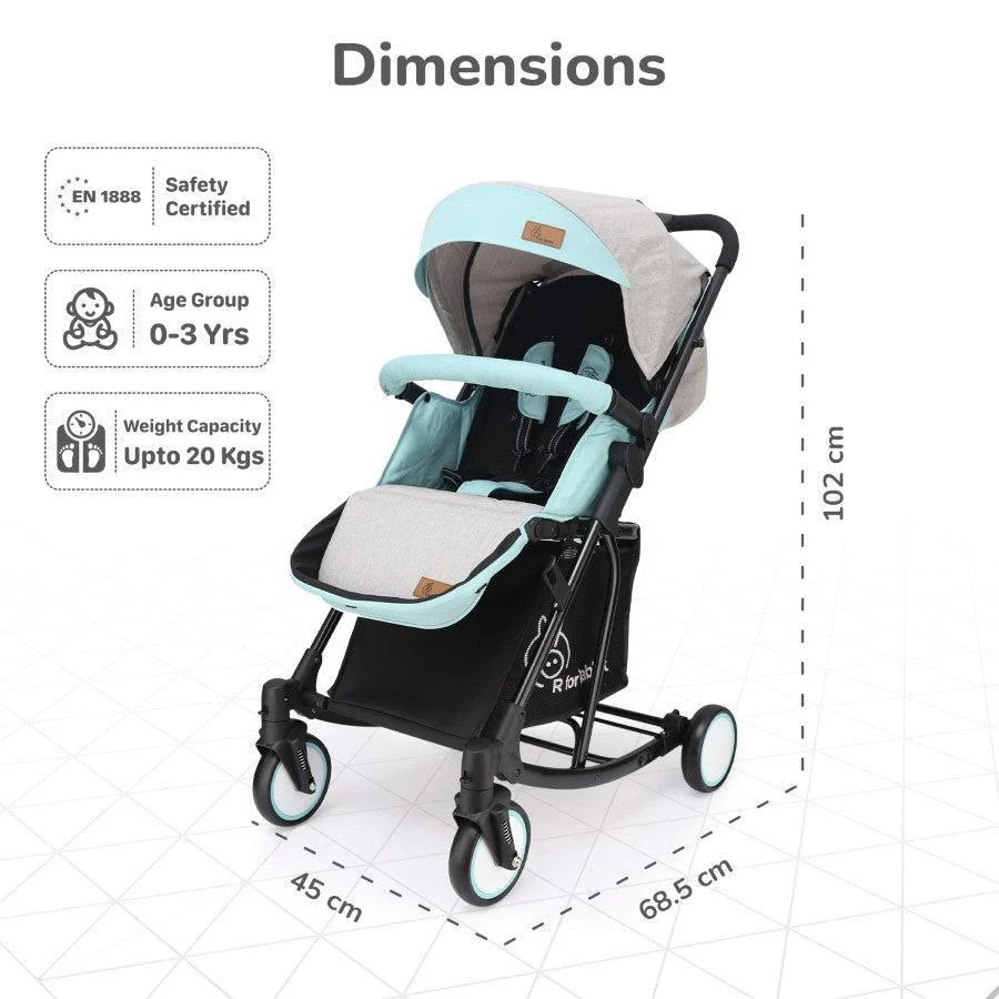 Rock N Roll 2 In 1 Baby Stroller Cum Rocker, Light Weight, Compact Travel Friendly, One Hand Fold - Green - Image 9