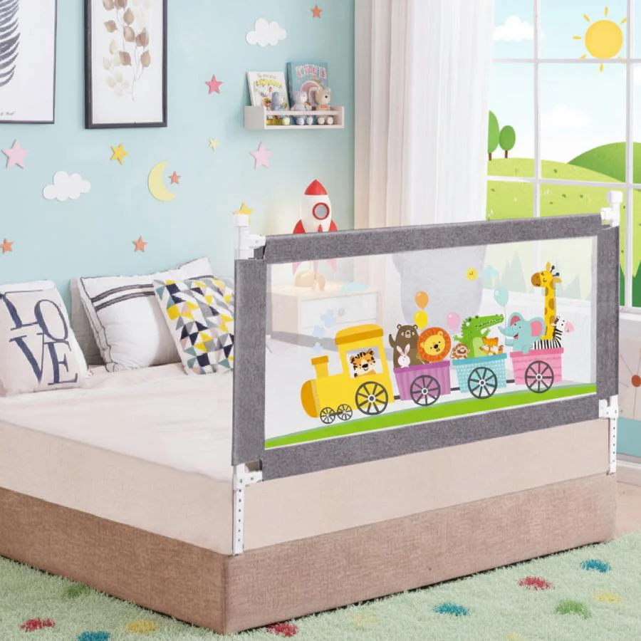 Safari Bed Rail for Baby With Adjustable Height, Mesh & Storage Pocket - Image 10