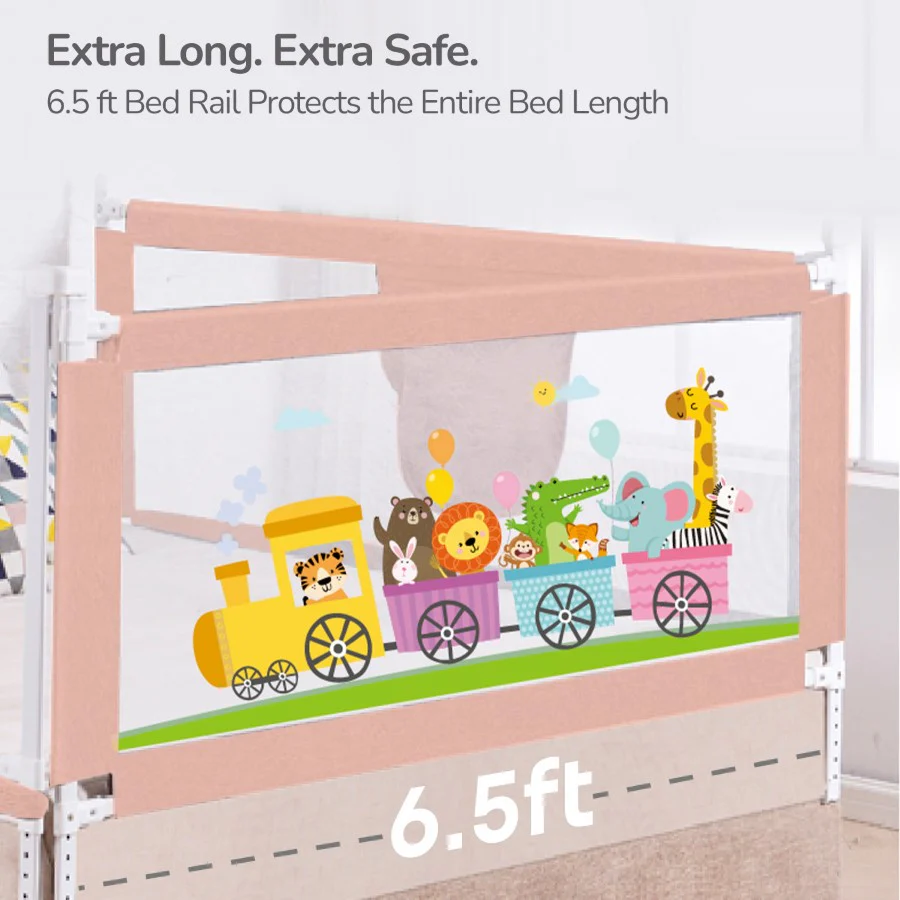 Safari Bed Rail for Baby With Adjustable Height, Mesh & Storage Pocket - Image 20