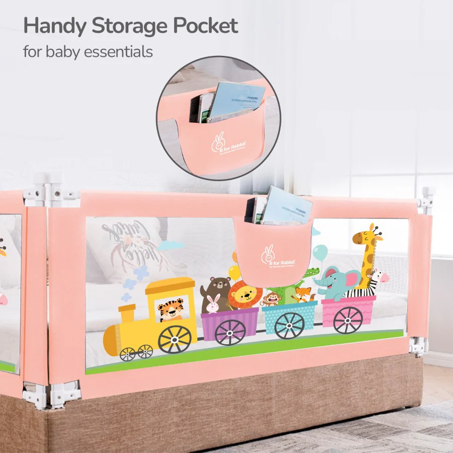 Safari Bed Rail for Baby With Adjustable Height, Mesh & Storage Pocket - Image 22