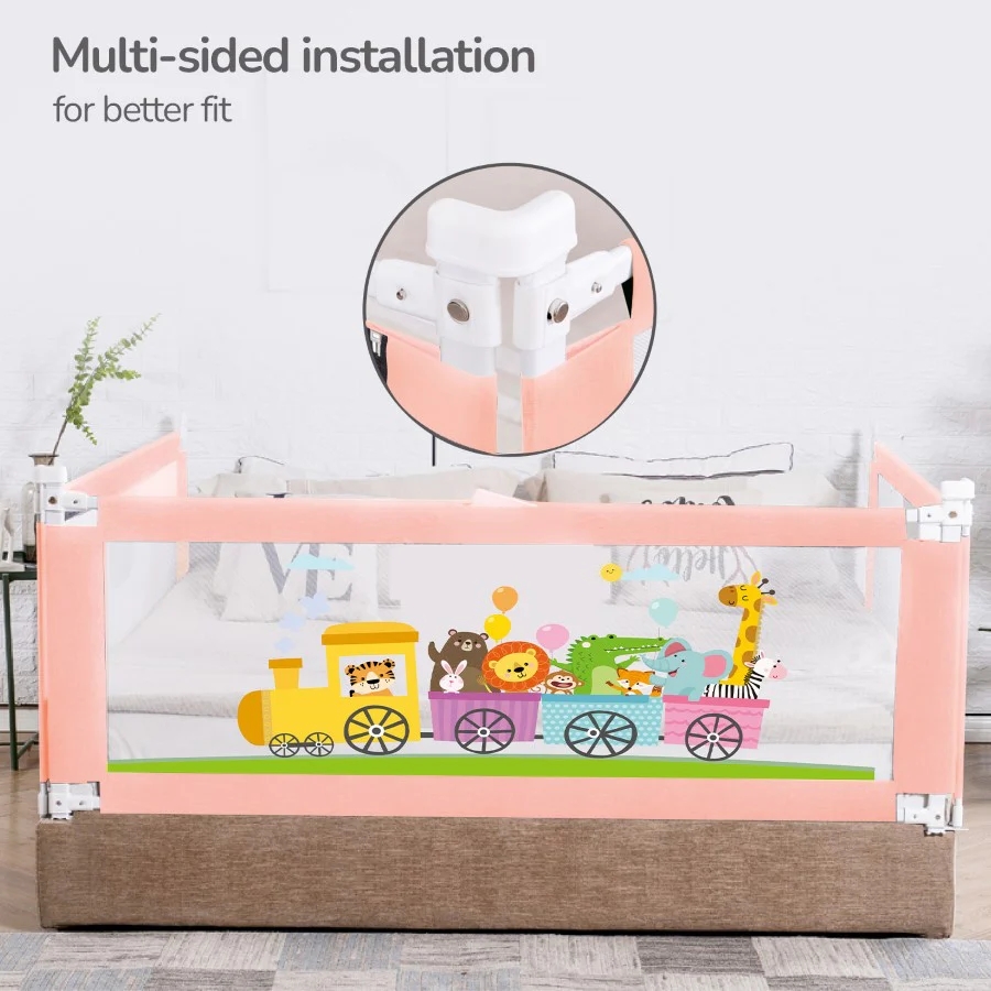 Safari Bed Rail for Baby With Adjustable Height, Mesh & Storage Pocket - Image 25