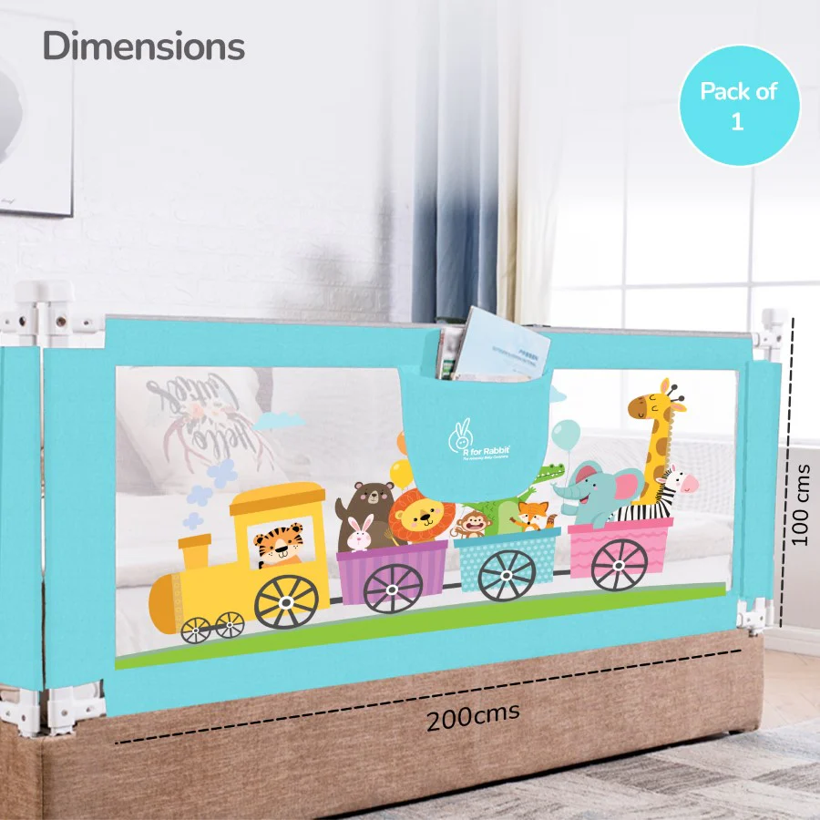 Safari Bed Rail for Baby With Adjustable Height, Mesh & Storage Pocket - Image 9