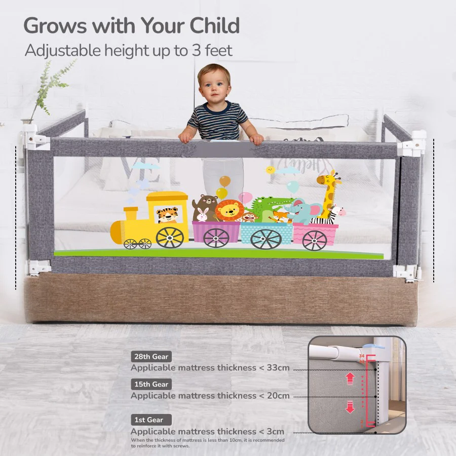 Safari Bed Rail for Baby Easy Install, Anti-Fall Safeguard for Toddler Safety - Image 12