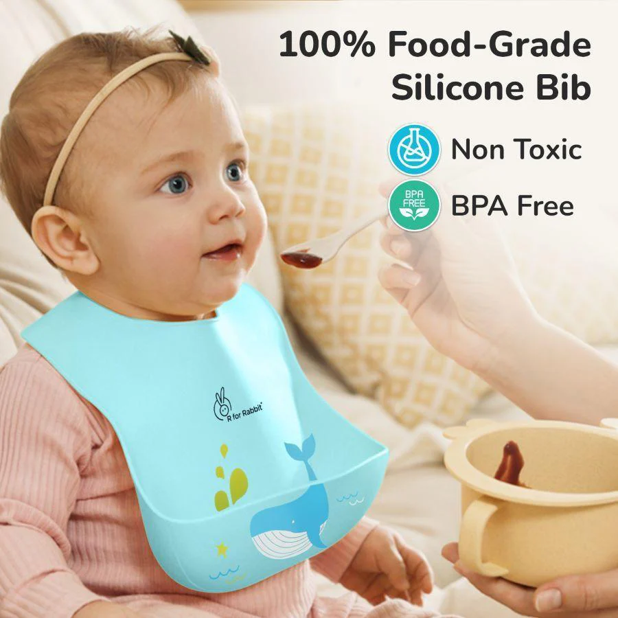 Safari Silicone Bib For Baby Comfortable Soft And Built-in Food Pocket - Image 3