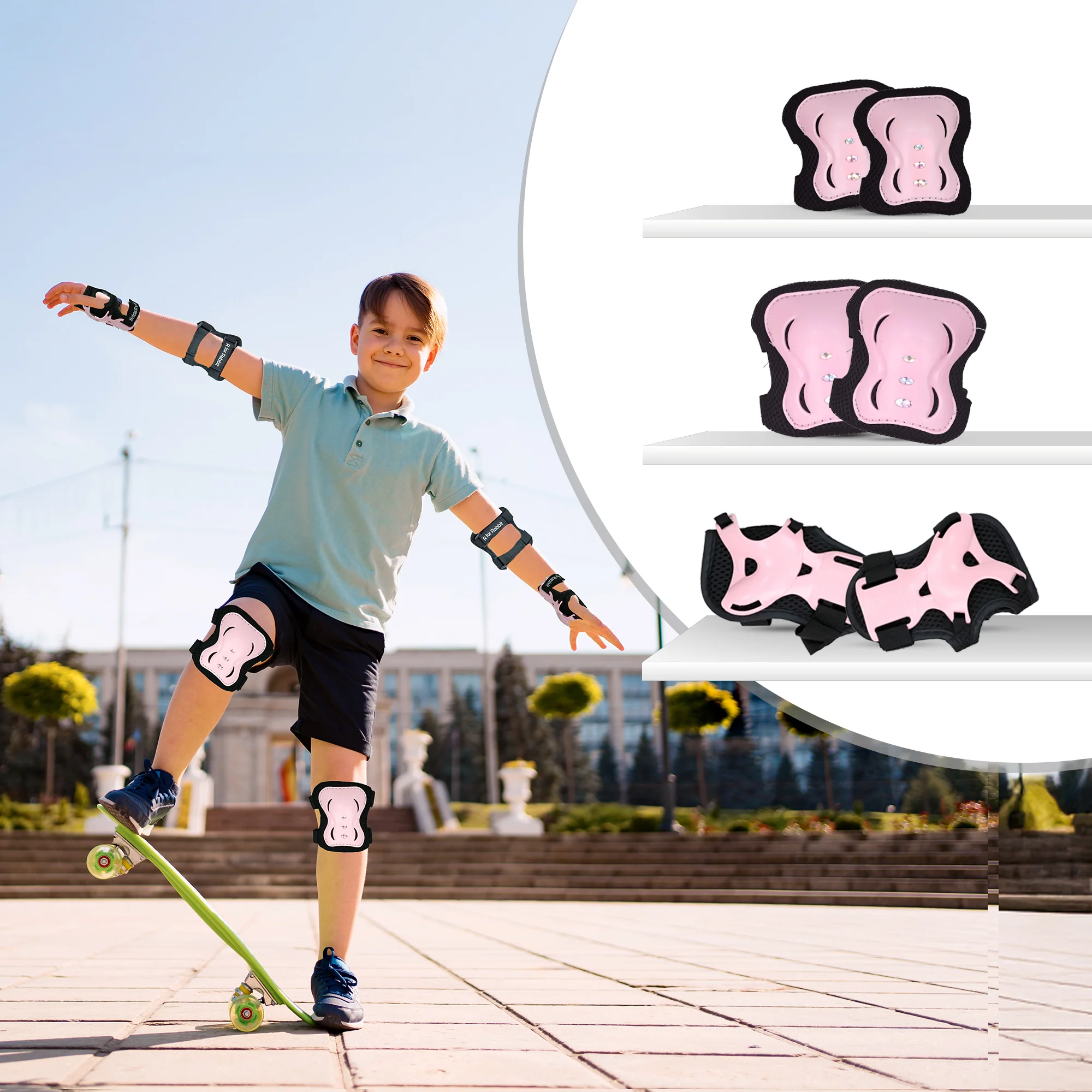 Kids Safety Protector Pads Set, Cushioned Knee, Elbow & Wrist Guards for Outdoor Riding & Sports - Image 10