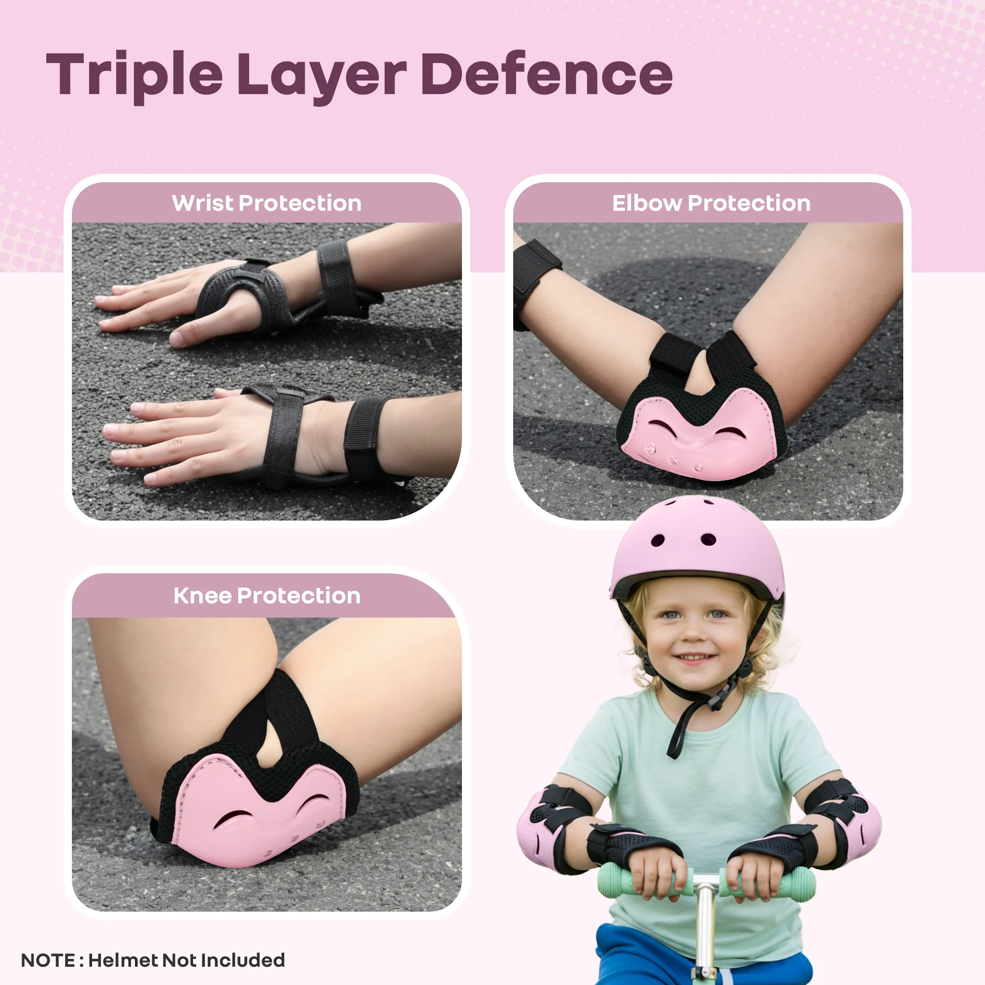 Kids Safety Protector Pads Set, Cushioned Knee, Elbow & Wrist Guards for Outdoor Riding & Sports - Image 11