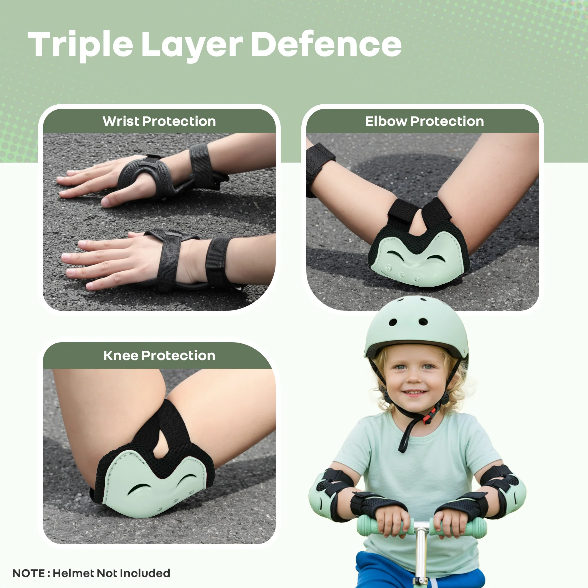 Kids Safety Protector Pads Set, Cushioned Knee, Elbow & Wrist Guards for Outdoor Riding & Sports - Image 2