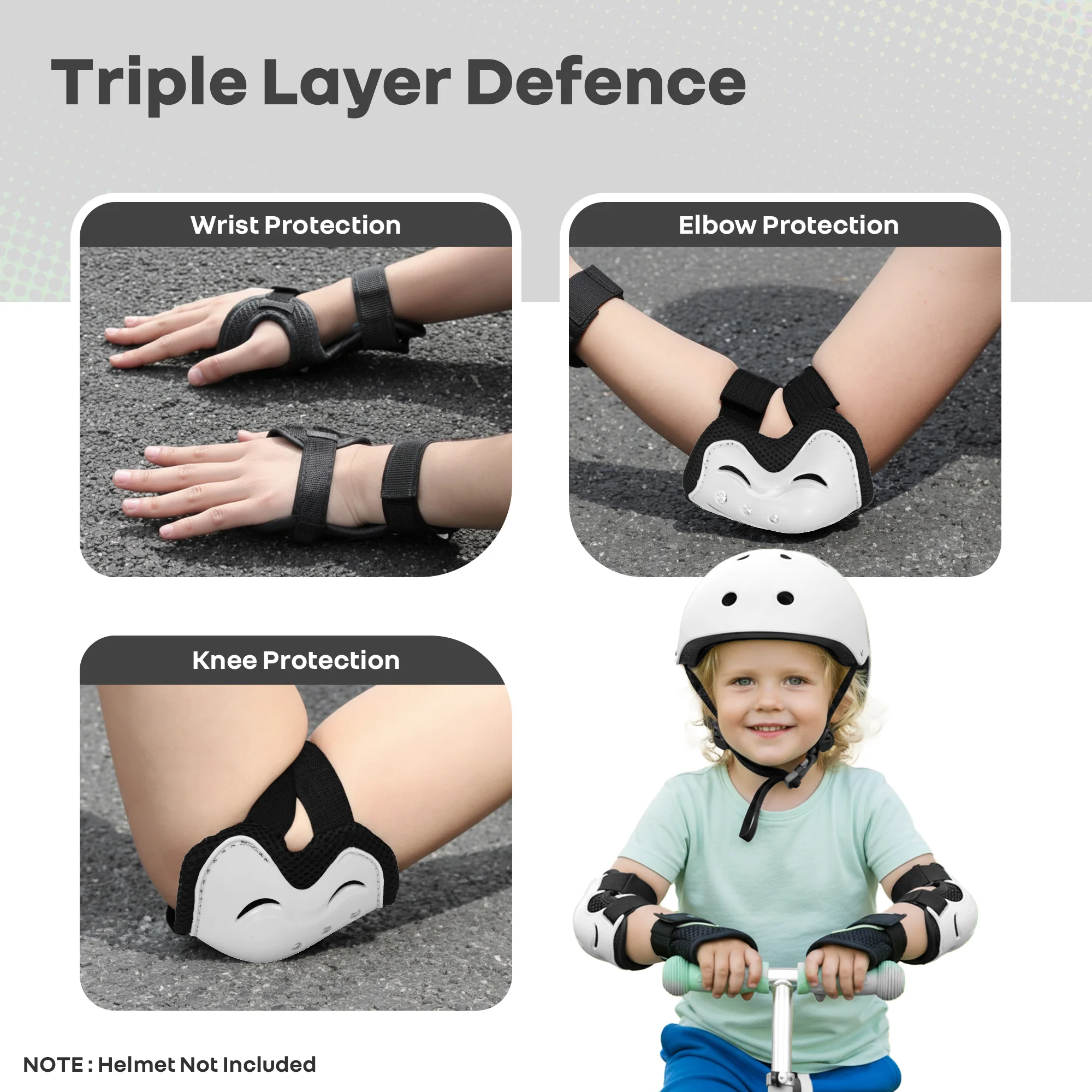 Kids Safety Protector Pads Set, Cushioned Knee, Elbow & Wrist Guards for Outdoor Riding & Sports - Image 20