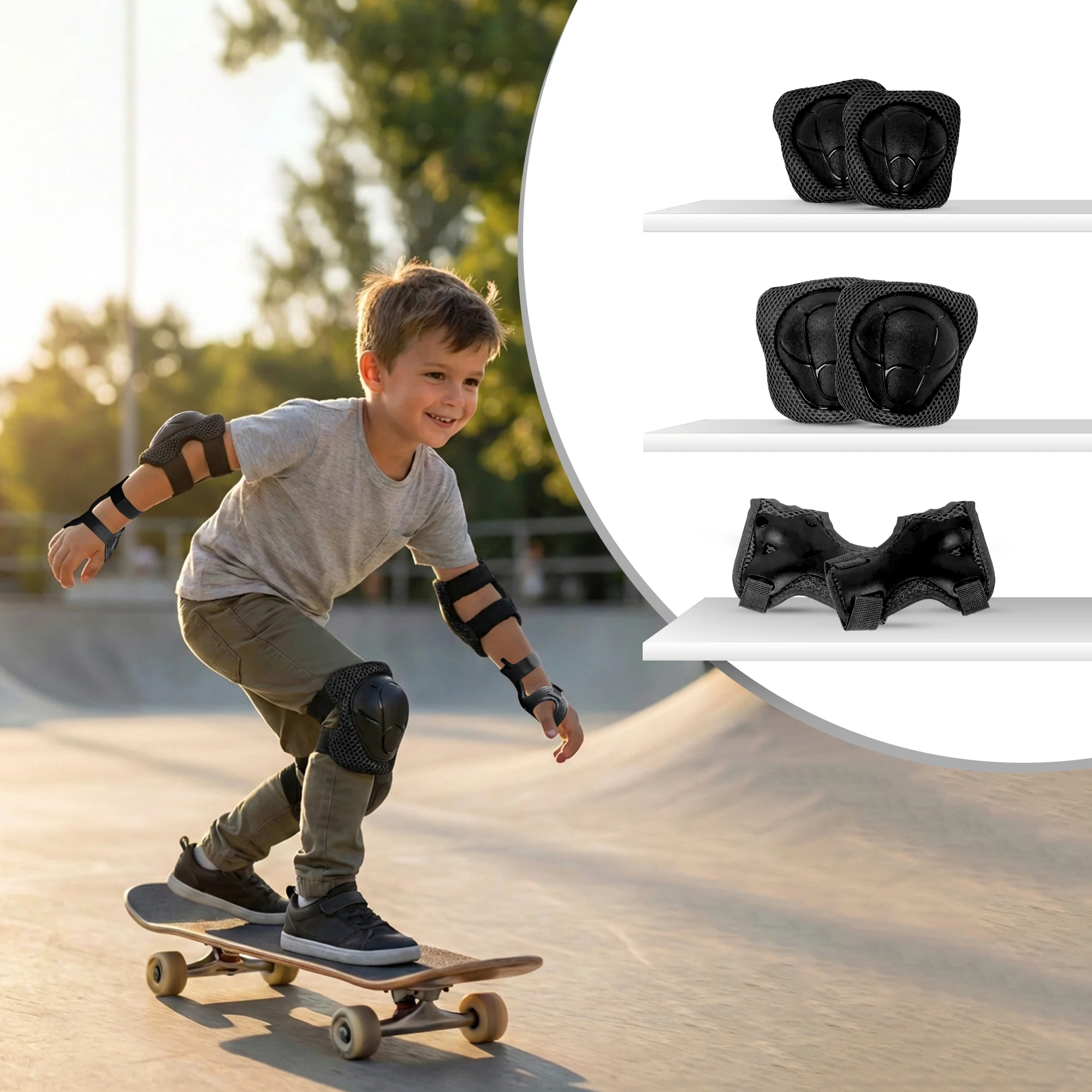 Kids Safety Protector Pads Set, Cushioned Knee, Elbow & Wrist Guards for Outdoor Riding & Sports - Image 28