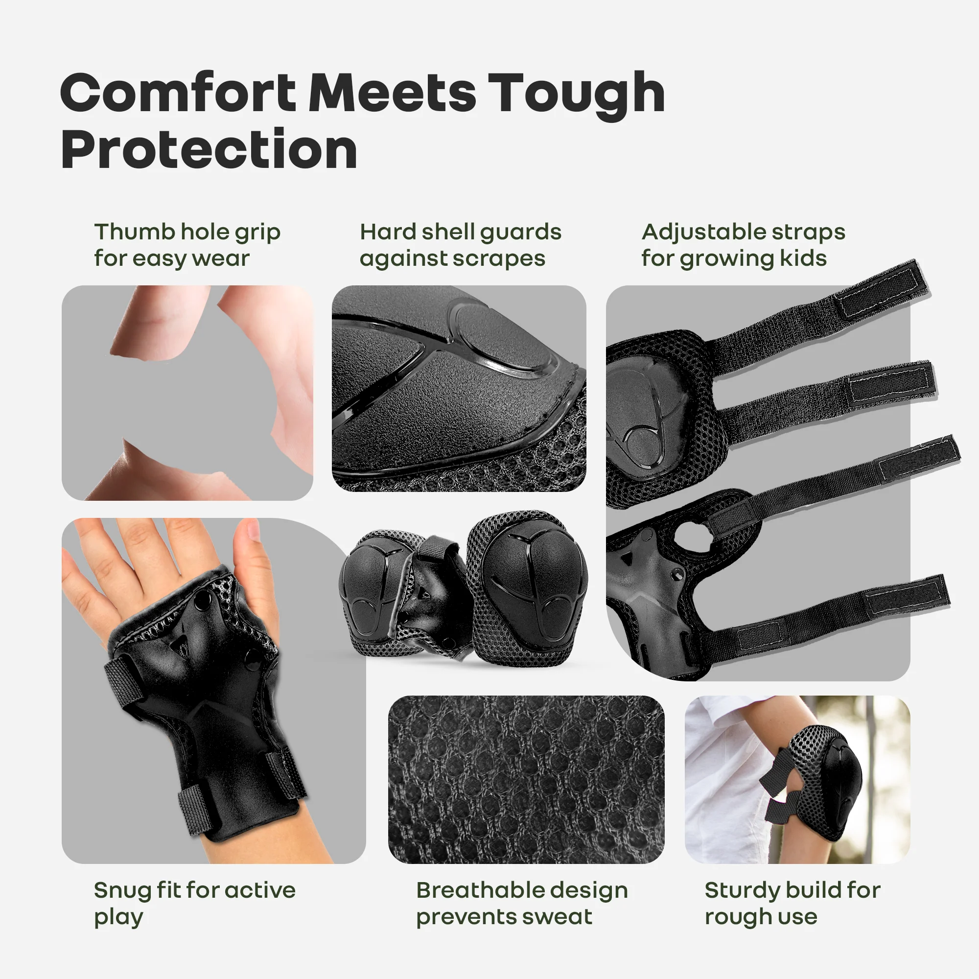 Kids Safety Protector Pads Set, Cushioned Knee, Elbow & Wrist Guards for Outdoor Riding & Sports - Image 30
