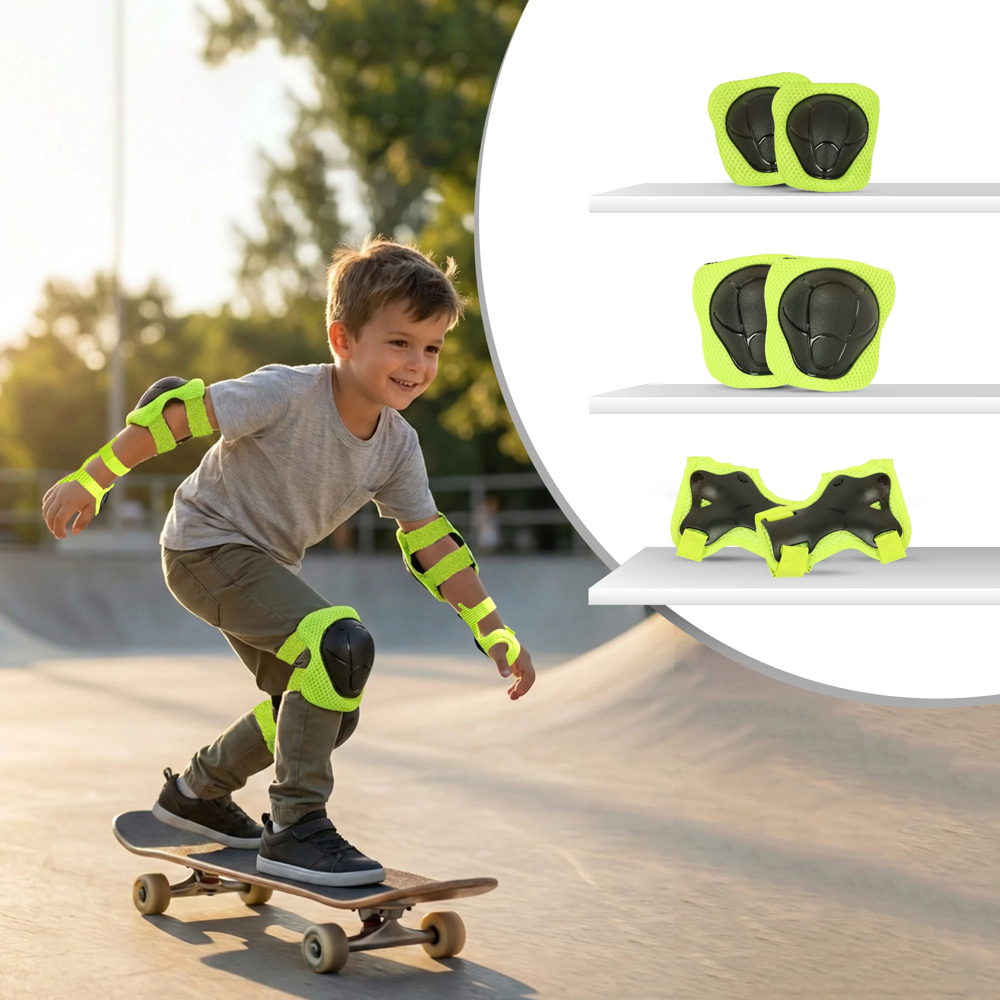 Kids Safety Protector Pads Set, Cushioned Knee, Elbow & Wrist Guards for Outdoor Riding & Sports - Image 33