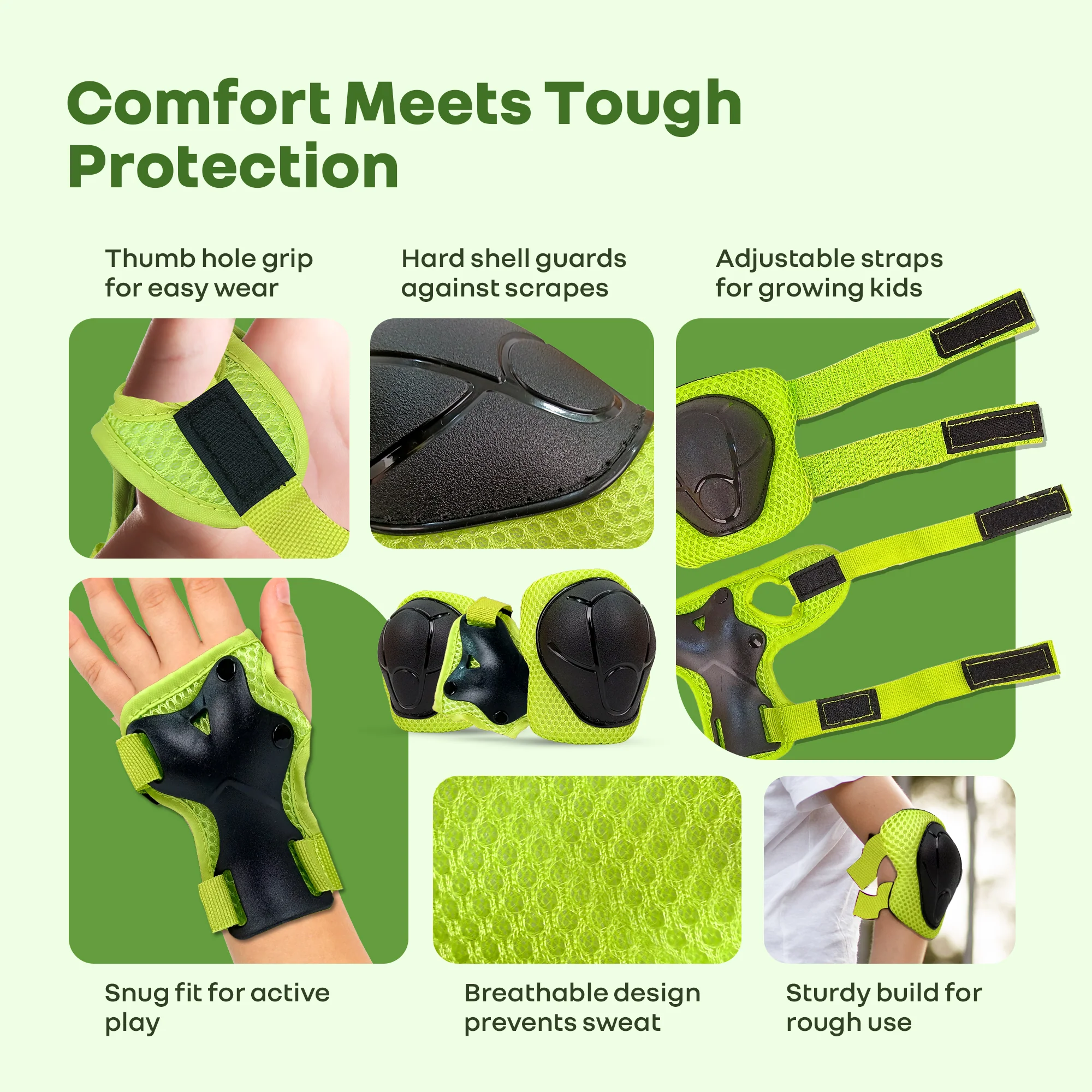 Kids Safety Protector Pads Set, Cushioned Knee, Elbow & Wrist Guards for Outdoor Riding & Sports - Image 35