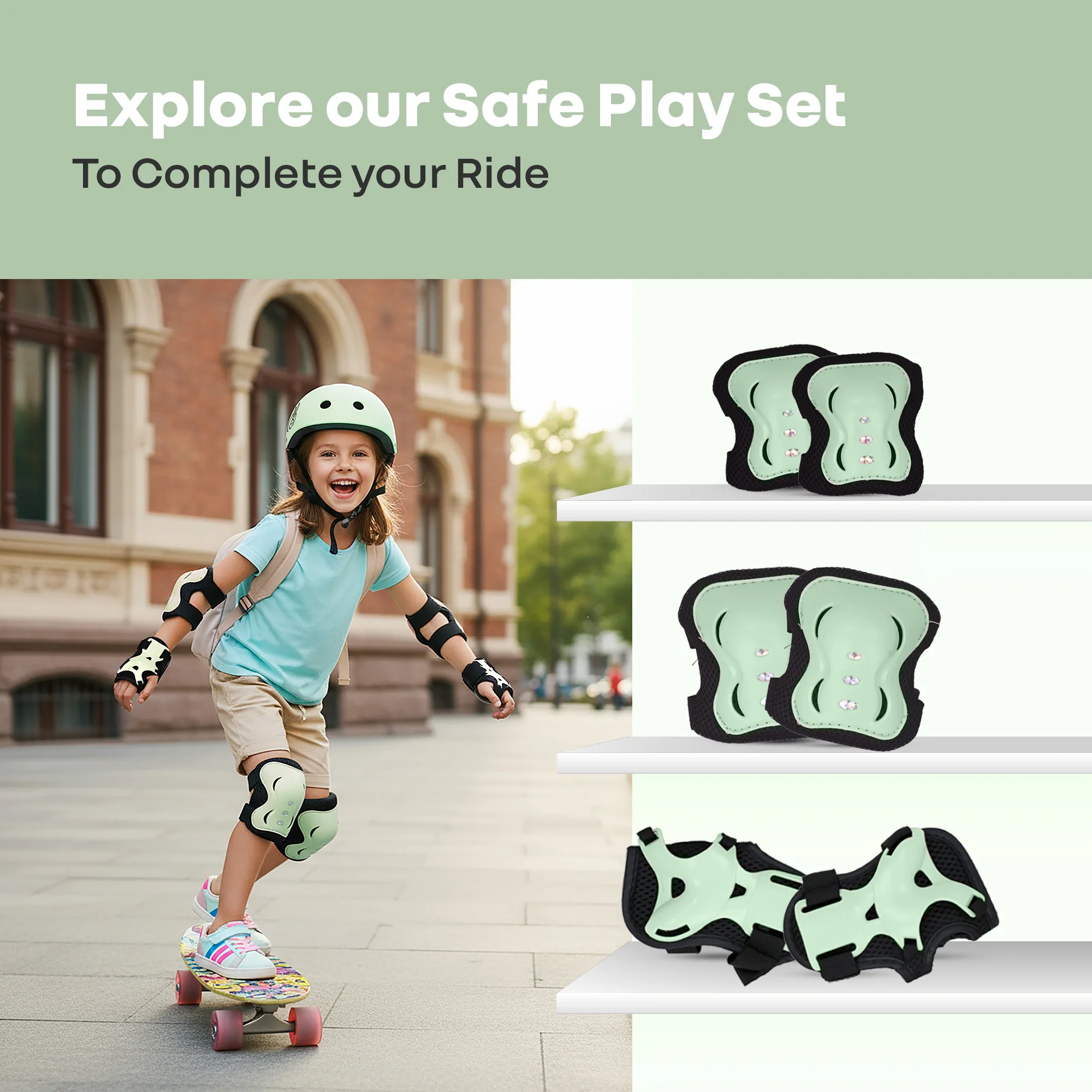 Kids Safety Protector Pads Set, Cushioned Knee, Elbow & Wrist Guards for Outdoor Riding & Sports - Image 9