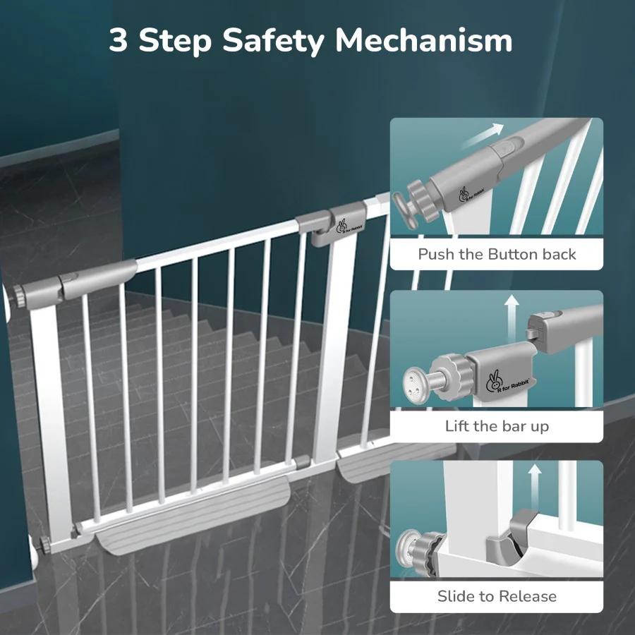 Safeguard Baby Safety Gate for Kids with Two-Way Auto-Close, No-Drill, Retractable Design & Adjustable Lock - Image 4