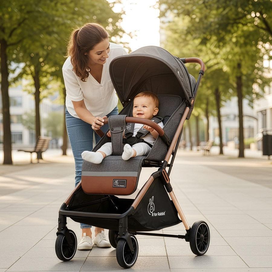 Street Smart Auto Fold Stroller for Kids With Personalized Name Plate - Ash Grey - Image 3