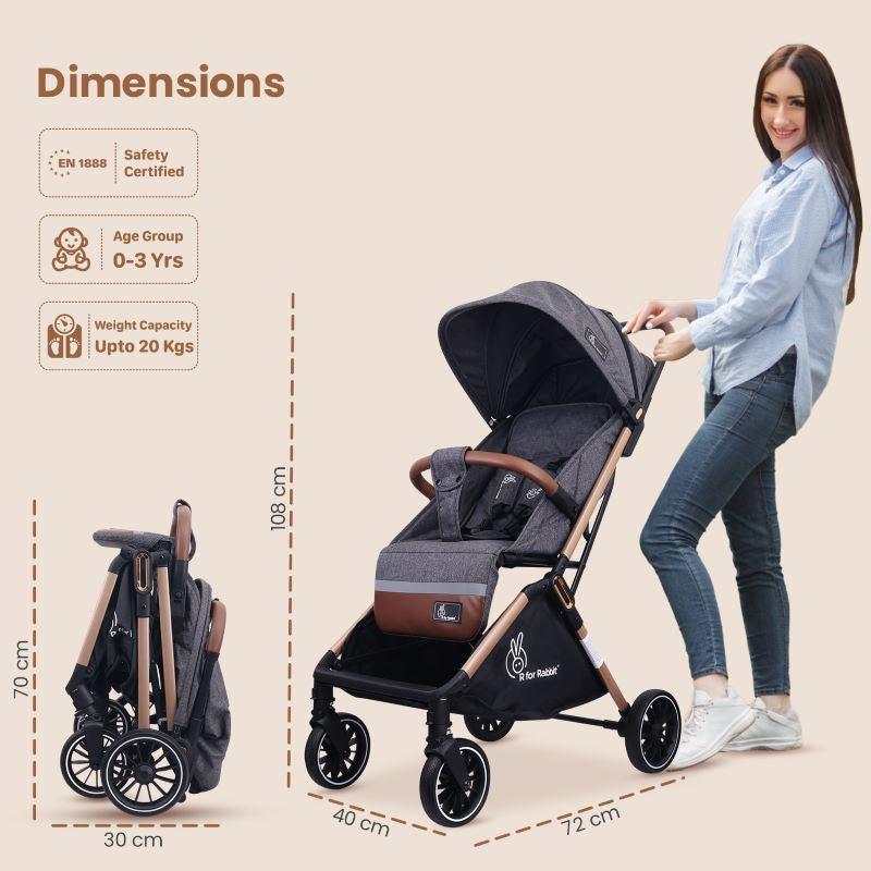 Street Smart Auto Fold Stroller for Kids Safety Certified, Travel Friendly, Breathable Mesh, 360 Degree Rotation, 0-3 Yrs - Ash Grey - Image 8