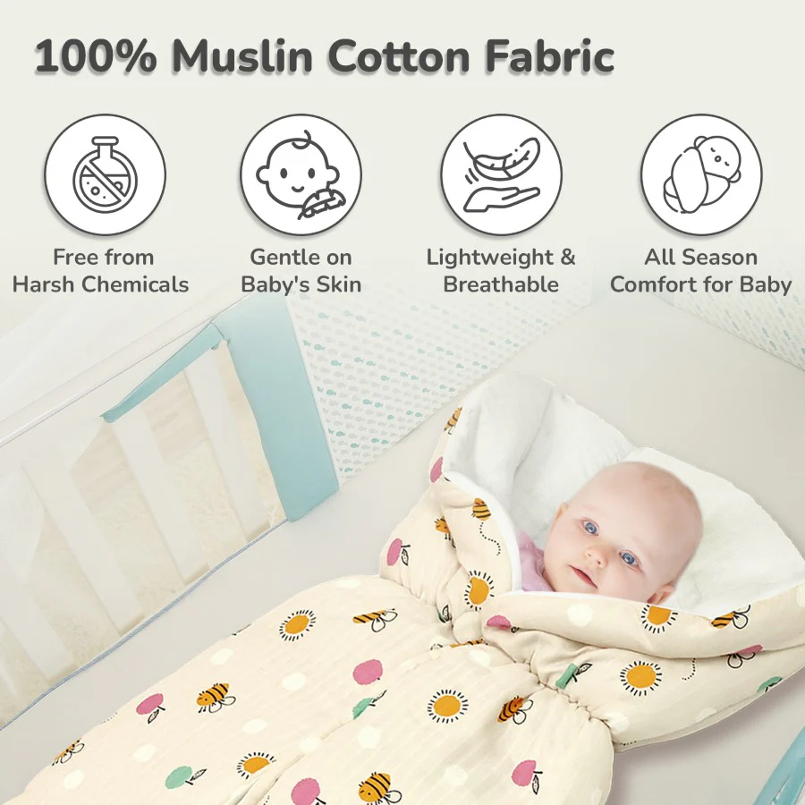 Snuggy Bliss 100% Muslin Cotton Baby Bedding for Newborns (0–6 Months) - Image 3