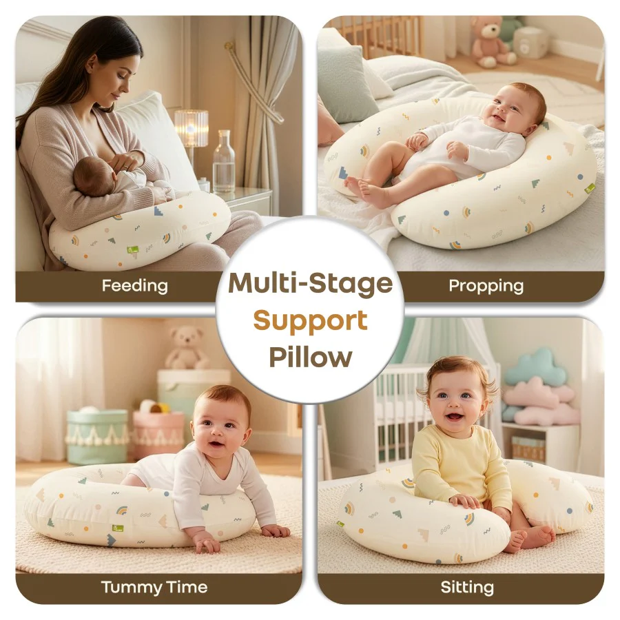 Snuggy Comfy Baby Feeding Pillow for Newborn Babies 0+ Months, Ergonomic Cotton Nursing Pillow with Tummy Time & Sitting Support - Image 2