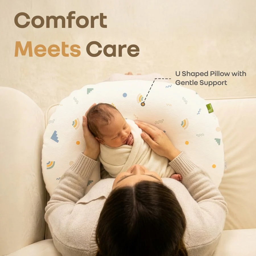 Snuggy Comfy Baby Feeding Pillow for Newborn Babies 0+ Months, Ergonomic Cotton Nursing Pillow with Tummy Time & Sitting Support - Image 3