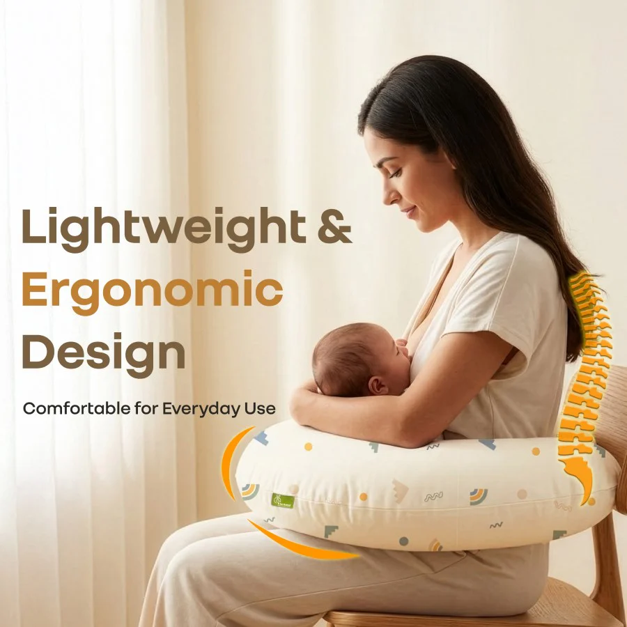 Snuggy Comfy Baby Feeding Pillow for Newborn Babies 0+ Months, Ergonomic Cotton Nursing Pillow with Tummy Time & Sitting Support - Image 4