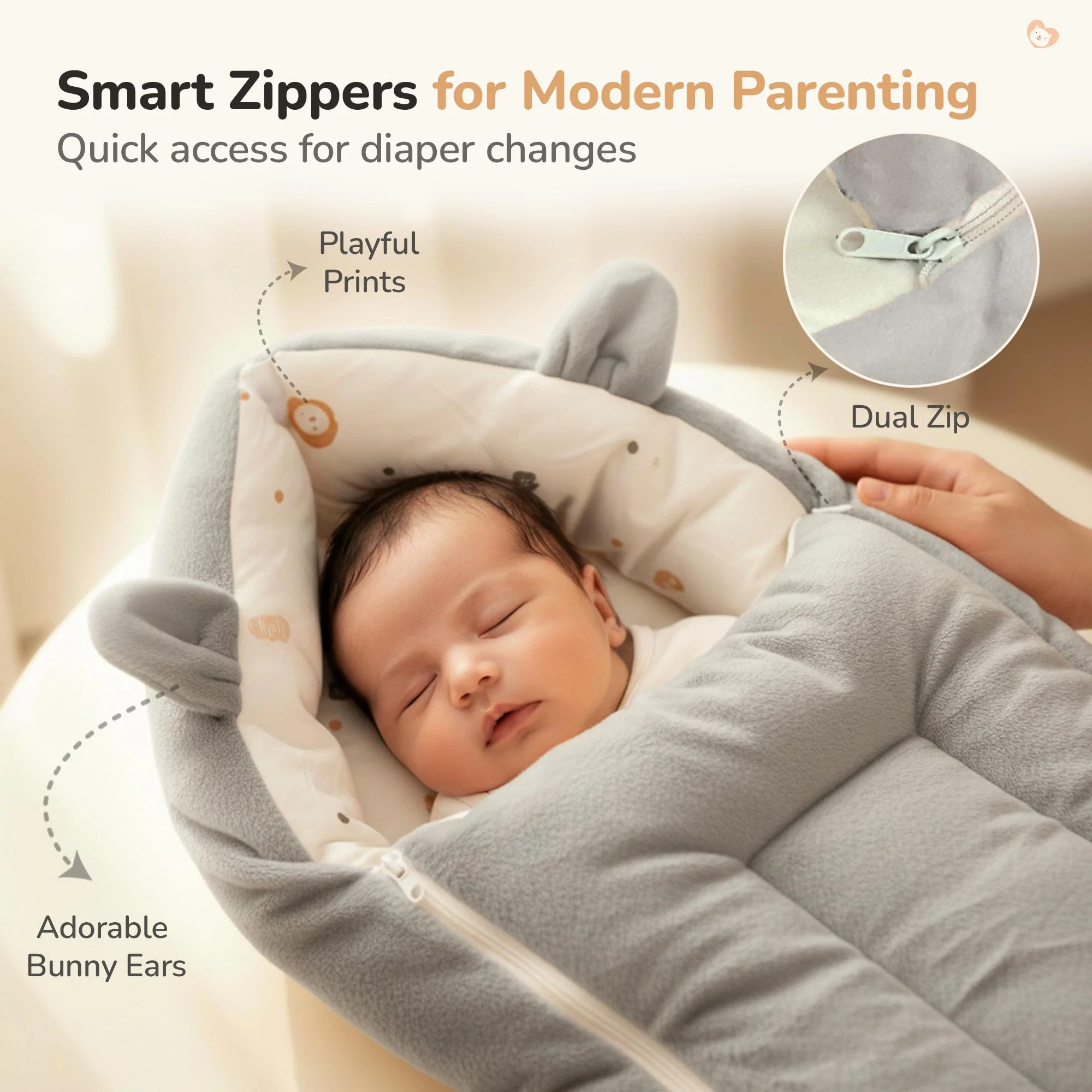 Snuggy Cucoon Baby Nest - Soft, Comfortable & Multi-Purpose Nest for Newborns 0-6 months babies - Image 12