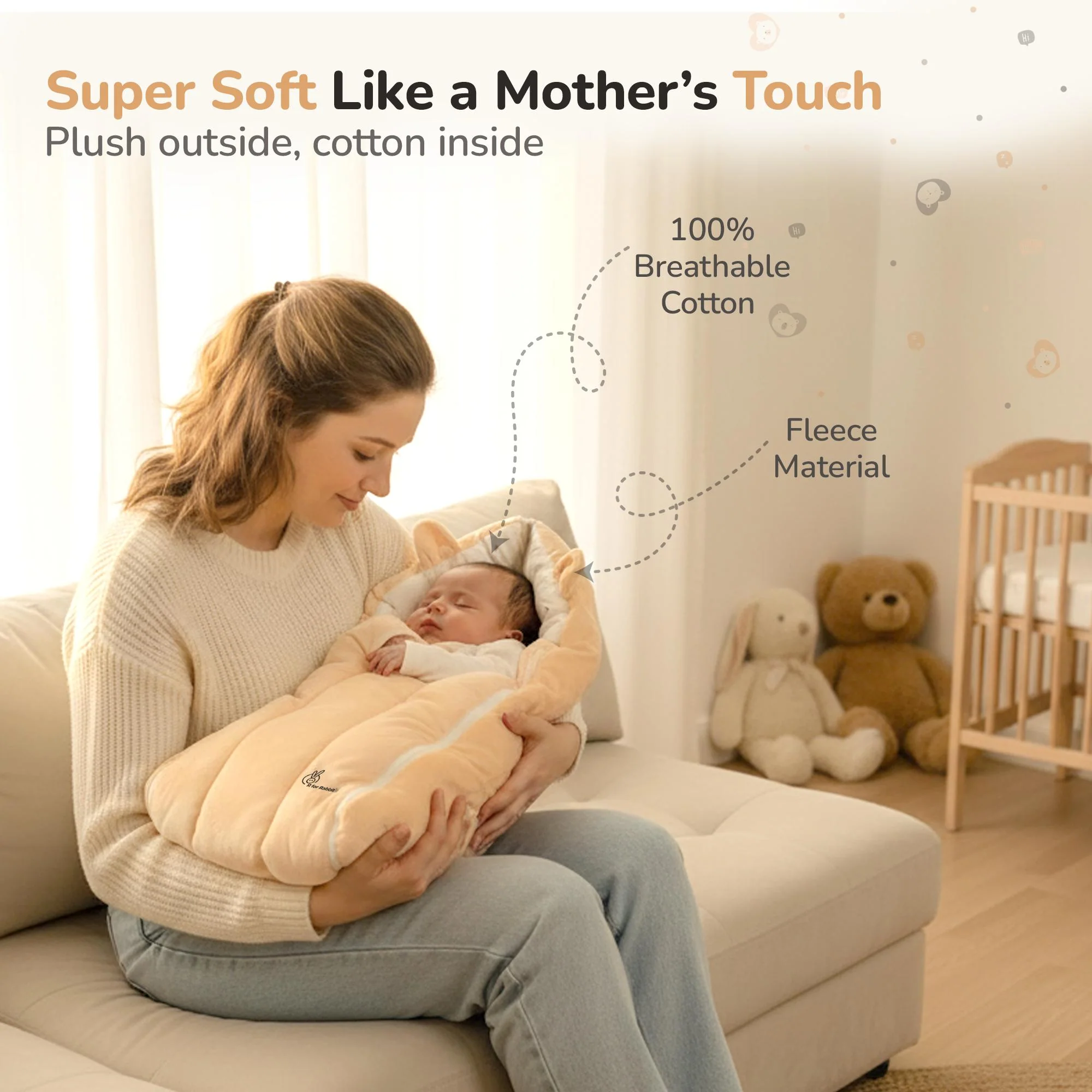 Snuggy Cucoon Baby Nest - Soft, Comfortable & Multi-Purpose Nest for Newborns 0-6 months babies - Image 2