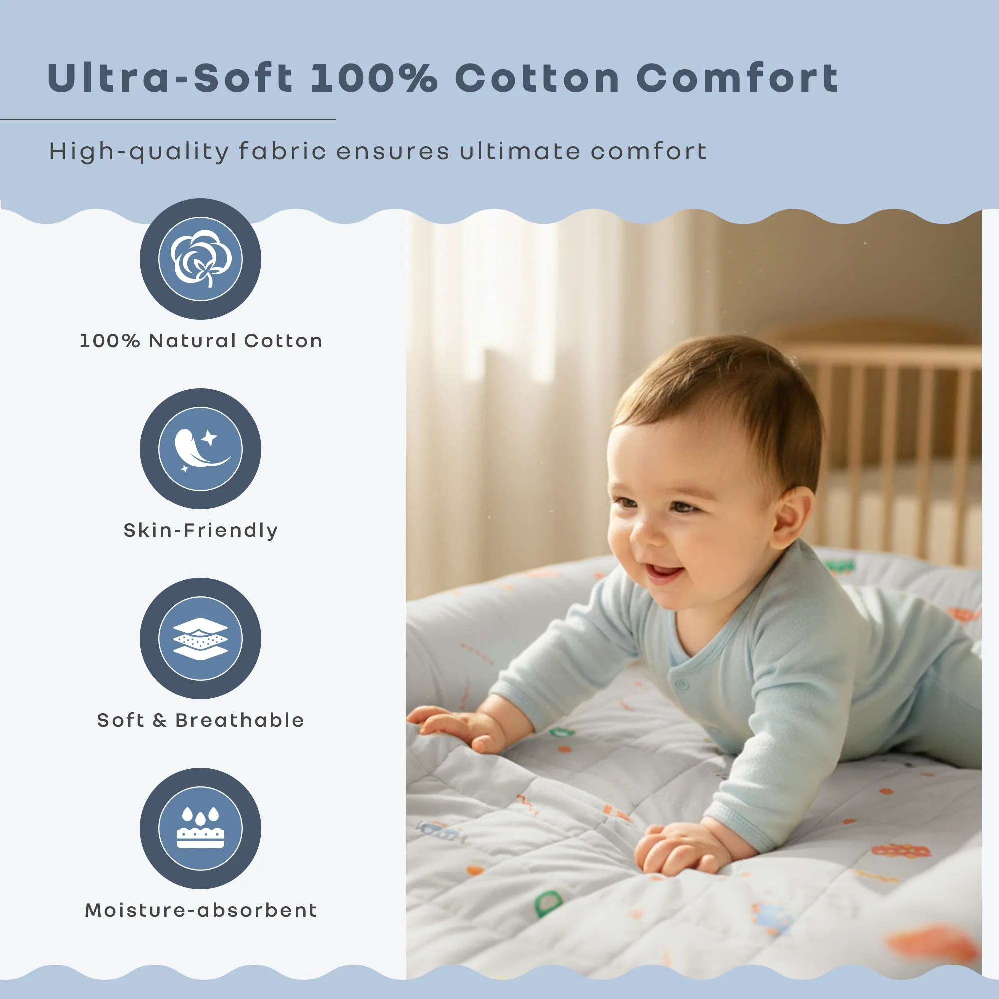 Snuggy Cuddles Newborn Baby Bed - Anti-Roll Baby Nest - 100% Cotton Breathable Lounger - Image 13