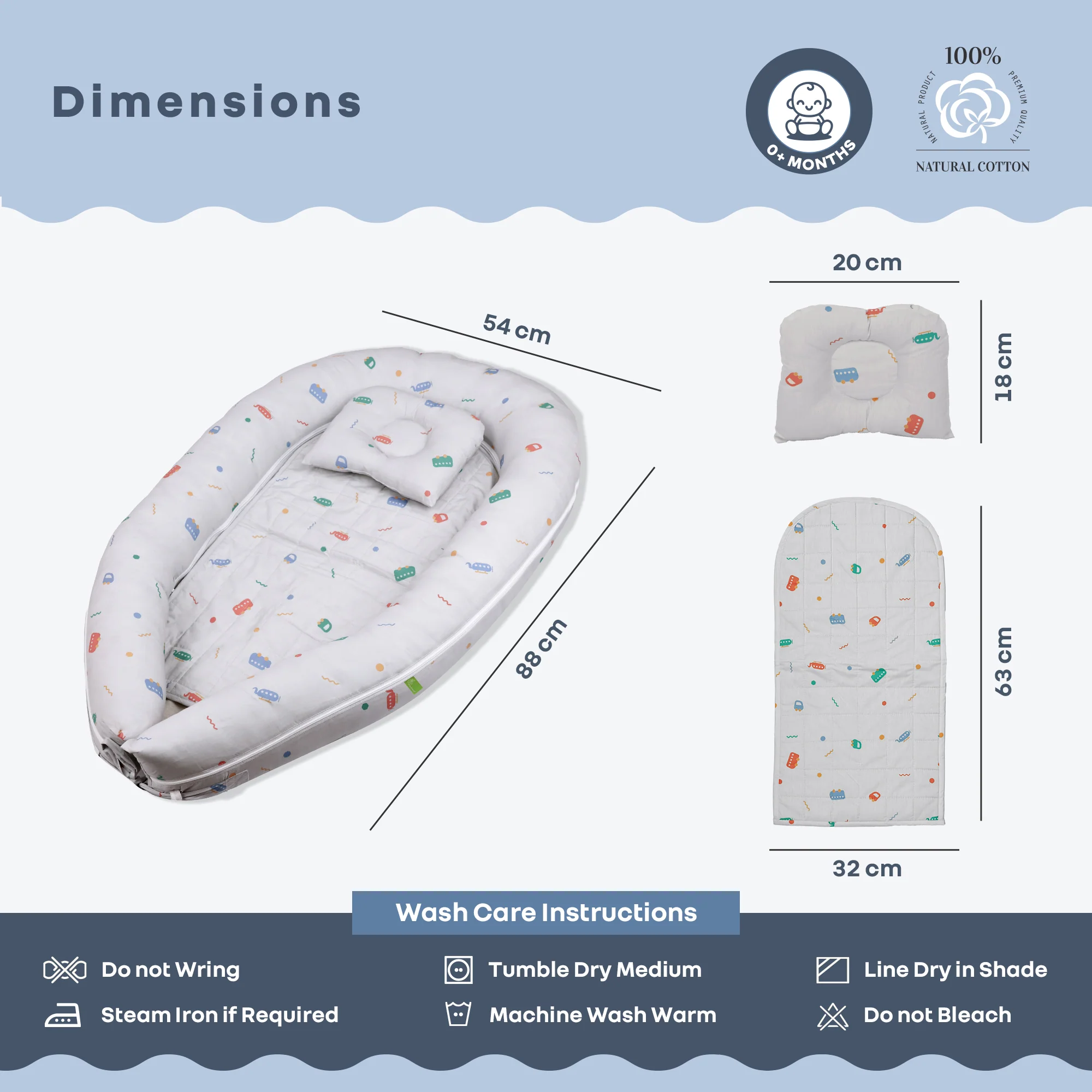 Snuggy Cuddles Newborn Baby Bed - Anti-Roll Baby Nest - 100% Cotton Breathable Lounger - Image 18