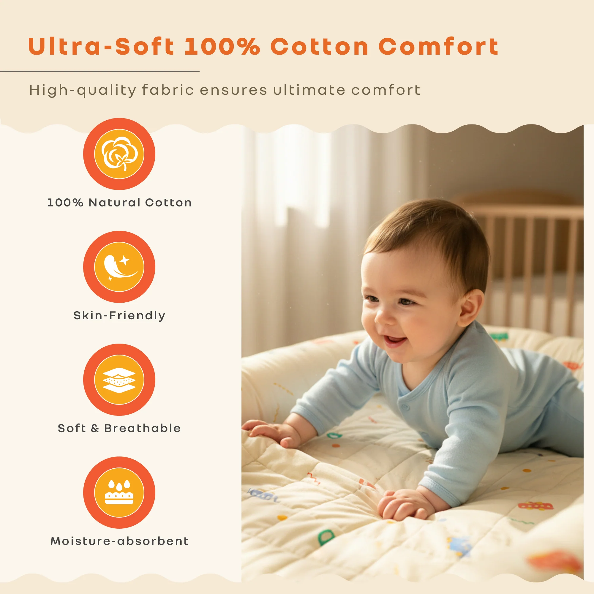 Snuggy Cuddles Newborn Baby Bed - Anti-Roll Baby Nest - 100% Cotton Breathable Lounger - Image 4