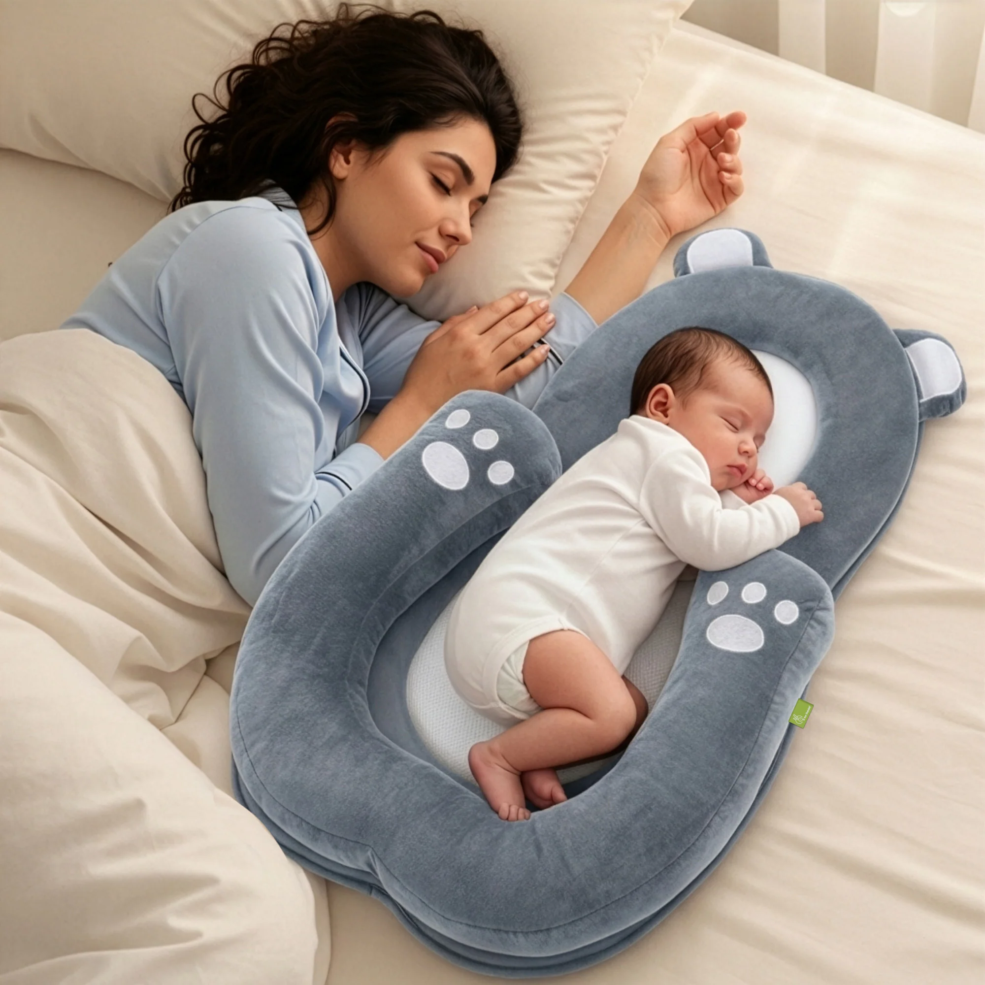 Snuggy Teddy Baby Nest Lounger - 4 in 1 Multipurpose Baby Bedding with Head Support Pillow, Plush Fabric, U-Shaped Cushion Design & Travel Friendly Baby Nest (0+ Months) - Image 10