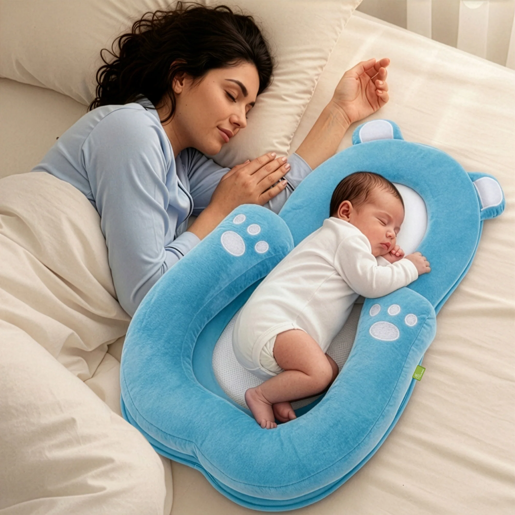 Snuggy Teddy Baby Nest Lounger - 4 in 1 Multipurpose Baby Bedding with Head Support Pillow, Plush Fabric, U-Shaped Cushion Design & Travel Friendly Baby Nest (0+ Months) - Image 19