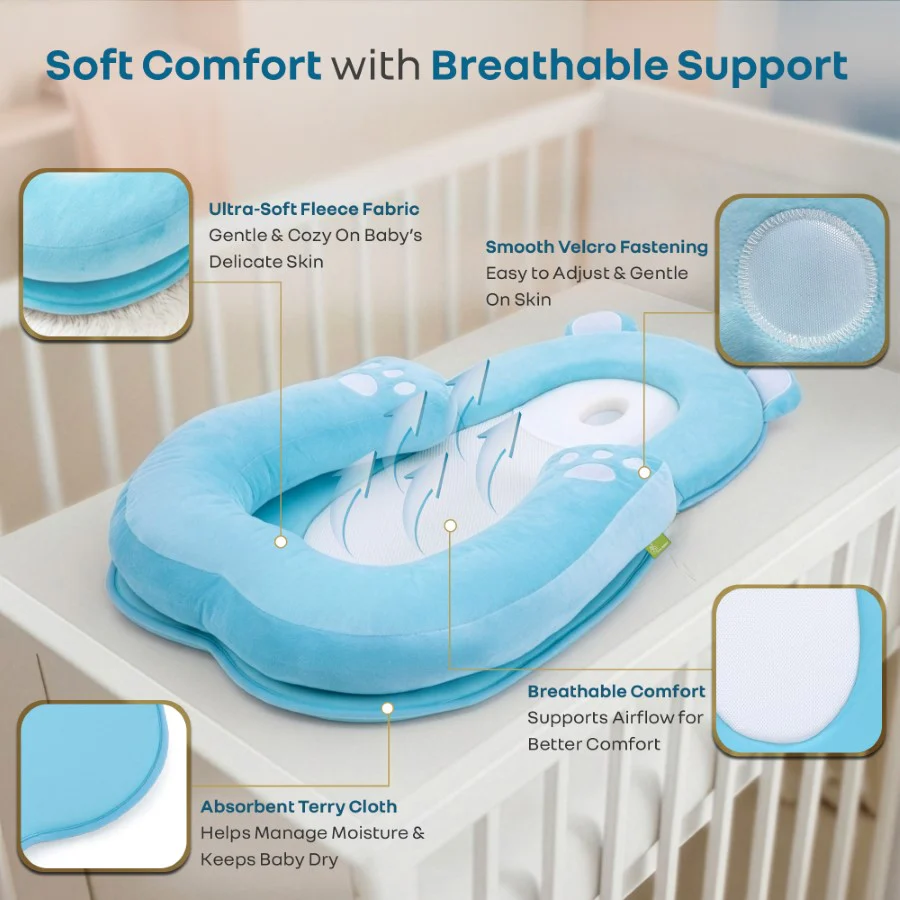 Snuggy Teddy Baby Nest Lounger - 4 in 1 Multipurpose Baby Bedding with Head Support Pillow, Plush Fabric, U-Shaped Cushion Design & Travel Friendly Baby Nest (0+ Months) - Image 23