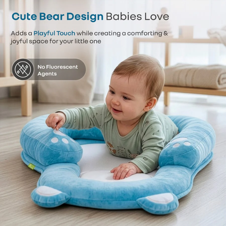 Snuggy Teddy Baby Nest Lounger - 4 in 1 Multipurpose Baby Bedding with Head Support Pillow, Plush Fabric, U-Shaped Cushion Design & Travel Friendly Baby Nest (0+ Months) - Image 25