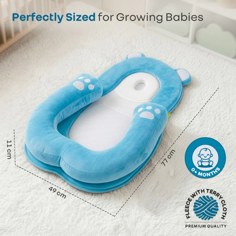 Snuggy Teddy Baby Nest Lounger - 4 in 1 Multipurpose Baby Bedding with Head Support Pillow, Plush Fabric, U-Shaped Cushion Design & Travel Friendly Baby Nest (0+ Months) - Image 27