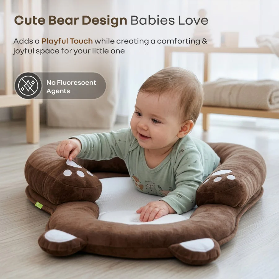 Snuggy Teddy Baby Nest Lounger - 4 in 1 Multipurpose Baby Bedding with Head Support Pillow, Plush Fabric, U-Shaped Cushion Design & Travel Friendly Baby Nest (0+ Months) - Image 7