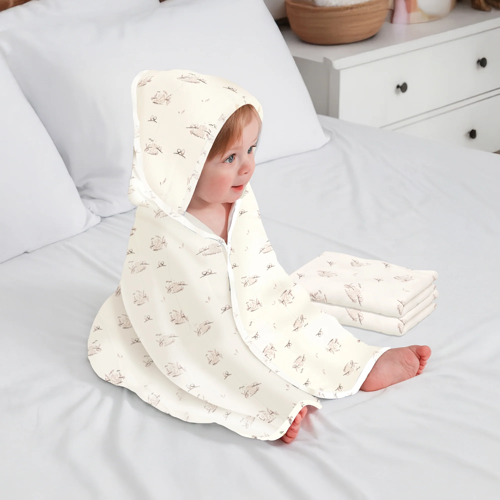 Softkins Baby Hooded Knit Towel with 100% Natural Cotton, Soft & Quick Dry