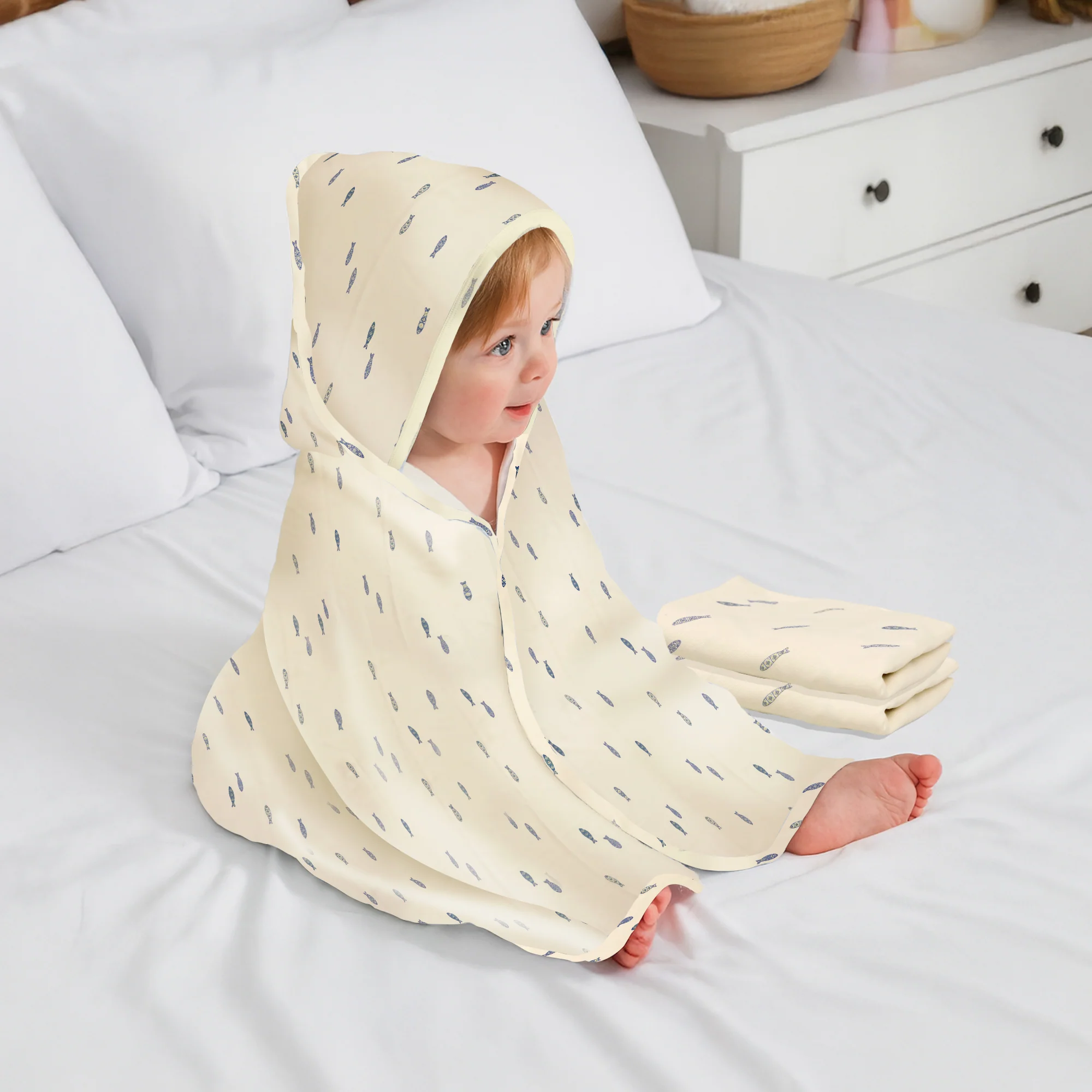 Softkins Baby Hooded Knit Towel with 100% Natural Cotton, Soft & Quick Dry - Image 11