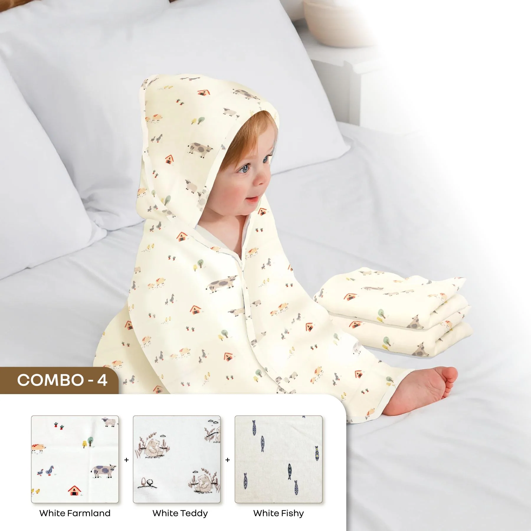 Softkins Baby Hooded Knit Towel with 100% Natural Cotton, Soft & Quick Dry - Image 16