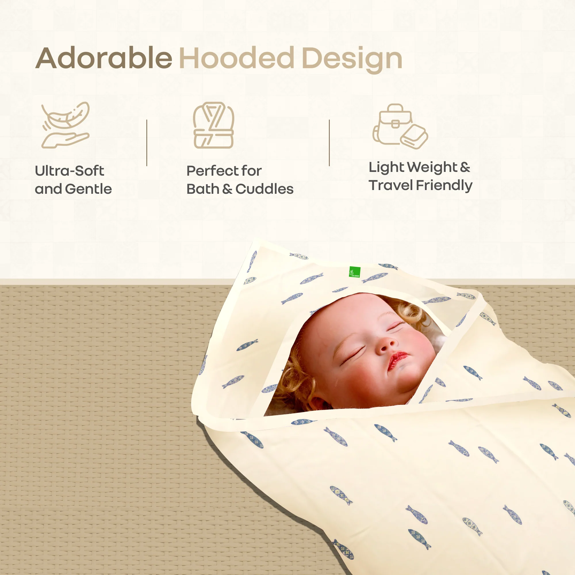 Softkins Baby Hooded Knit Towel with 100% Natural Cotton, Soft & Quick Dry - Image 22