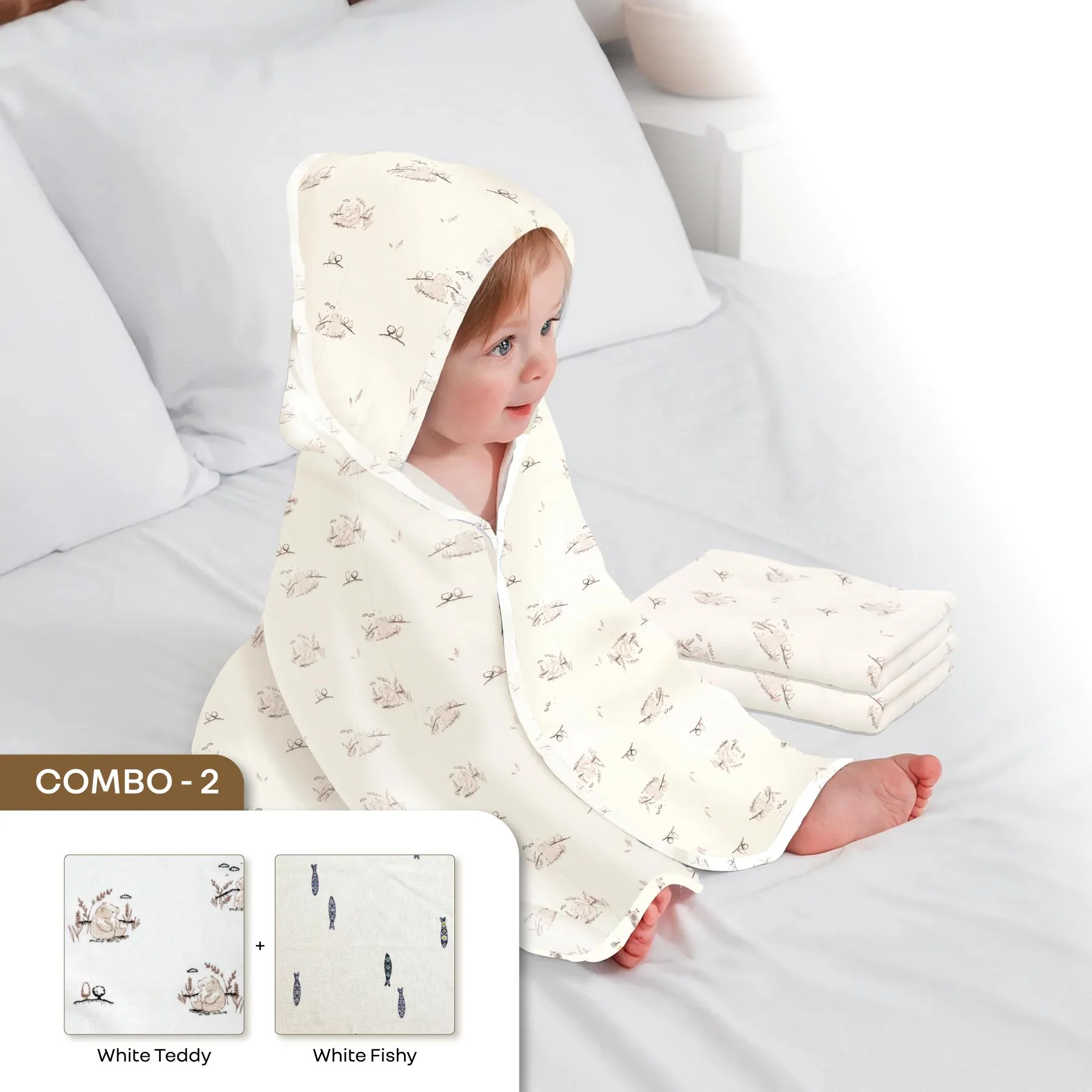 Softkins Baby Hooded Knit Towel with 100% Natural Cotton, Soft & Quick Dry - Image 26
