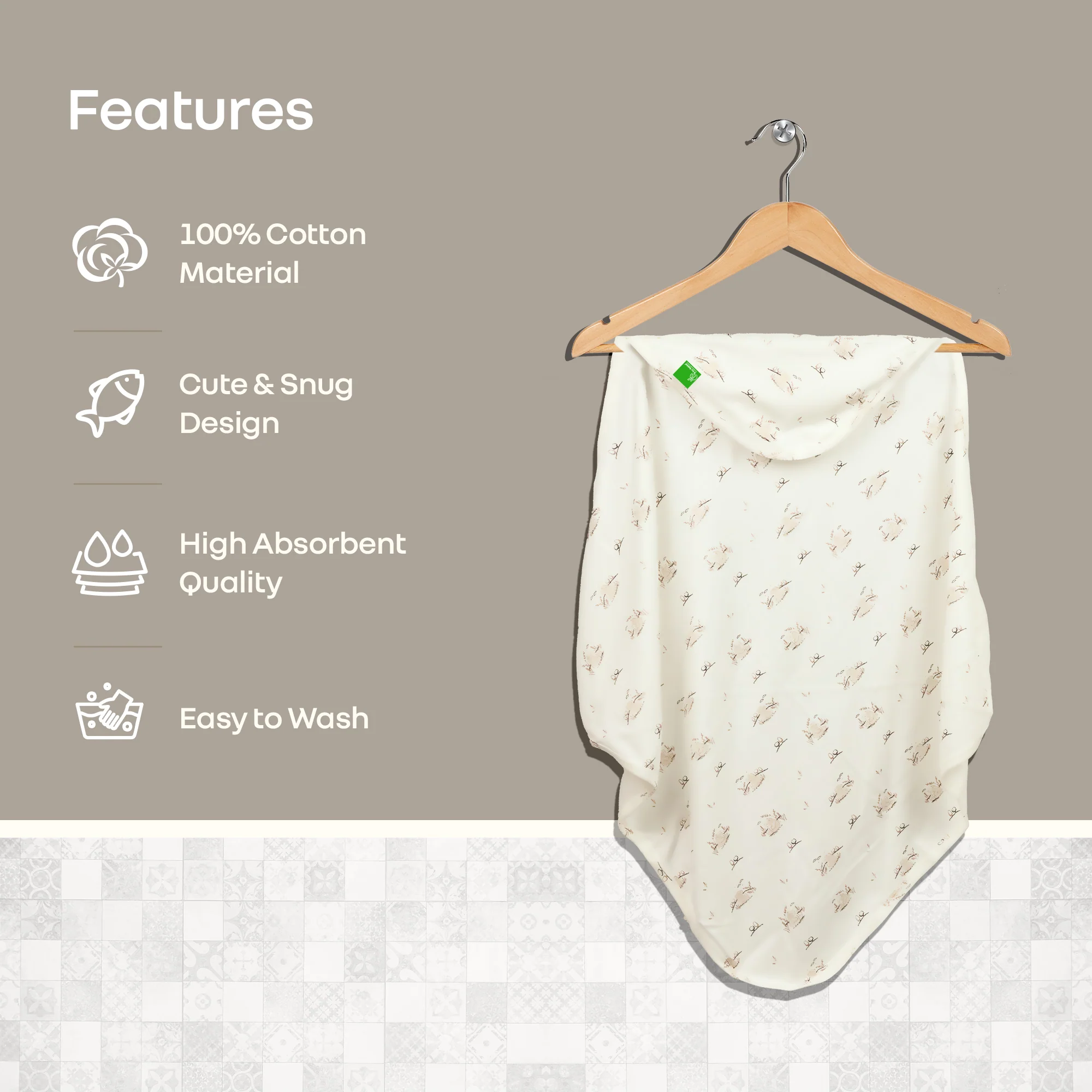 Softkins Baby Hooded Knit Towel with 100% Natural Cotton, Soft & Quick Dry - Image 3