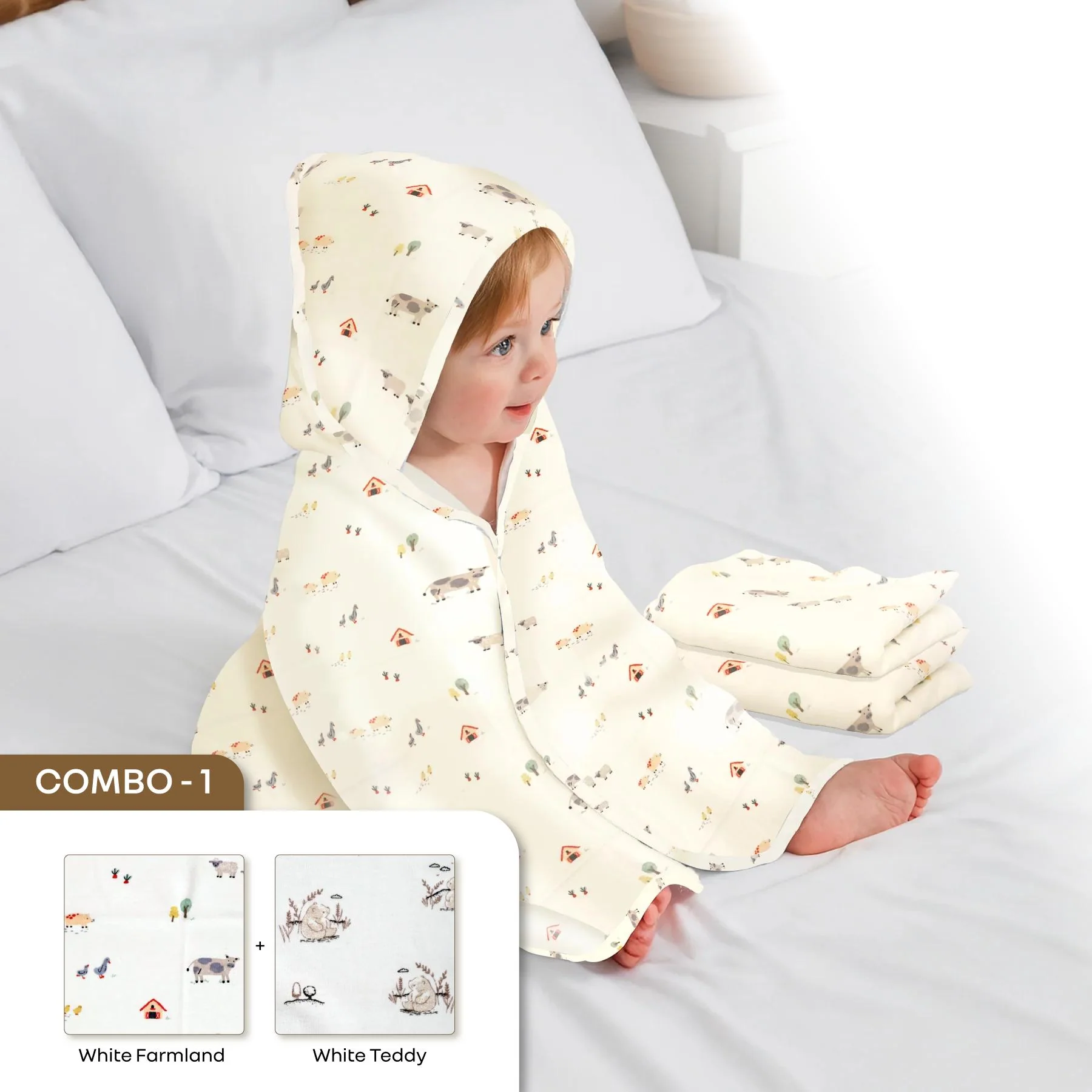 Softkins Baby Hooded Knit Towel with 100% Natural Cotton, Soft & Quick Dry - Image 31