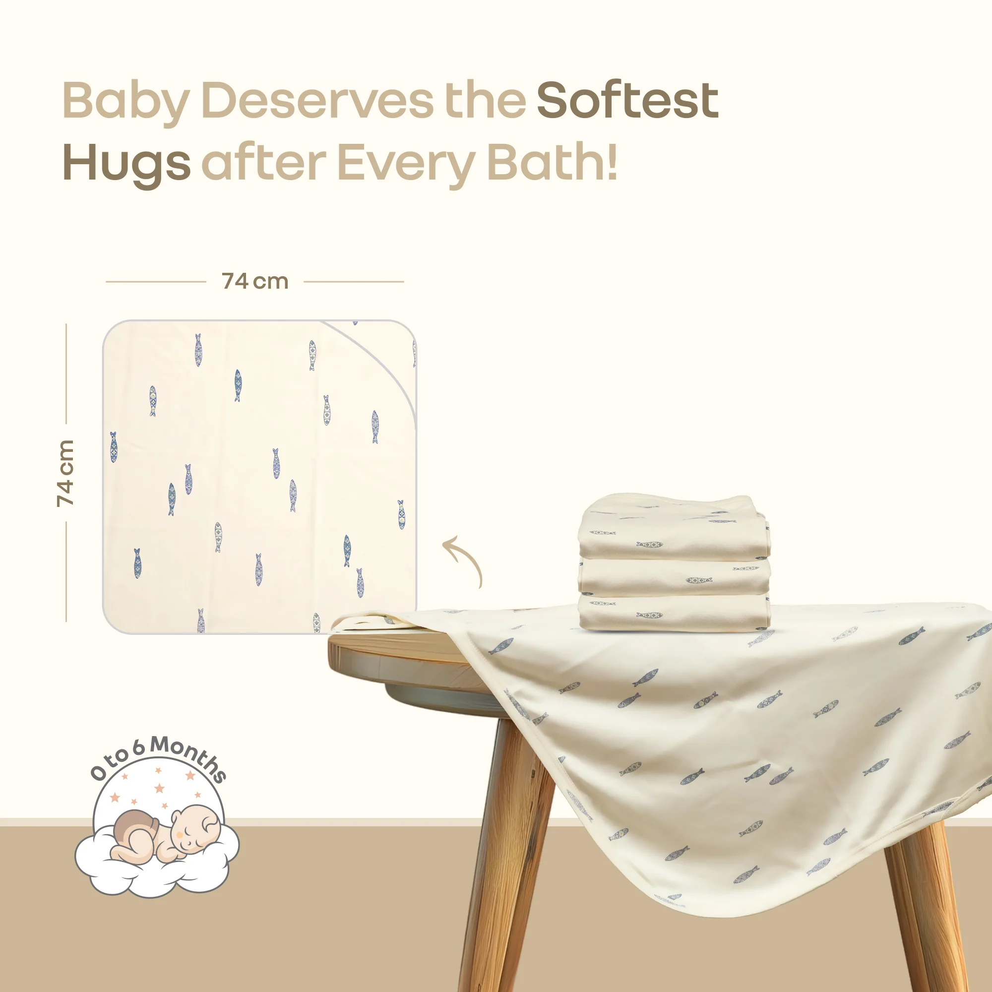 Softkins Baby Hooded Knit Towel with 100% Natural Cotton, Soft & Quick Dry - Image 34