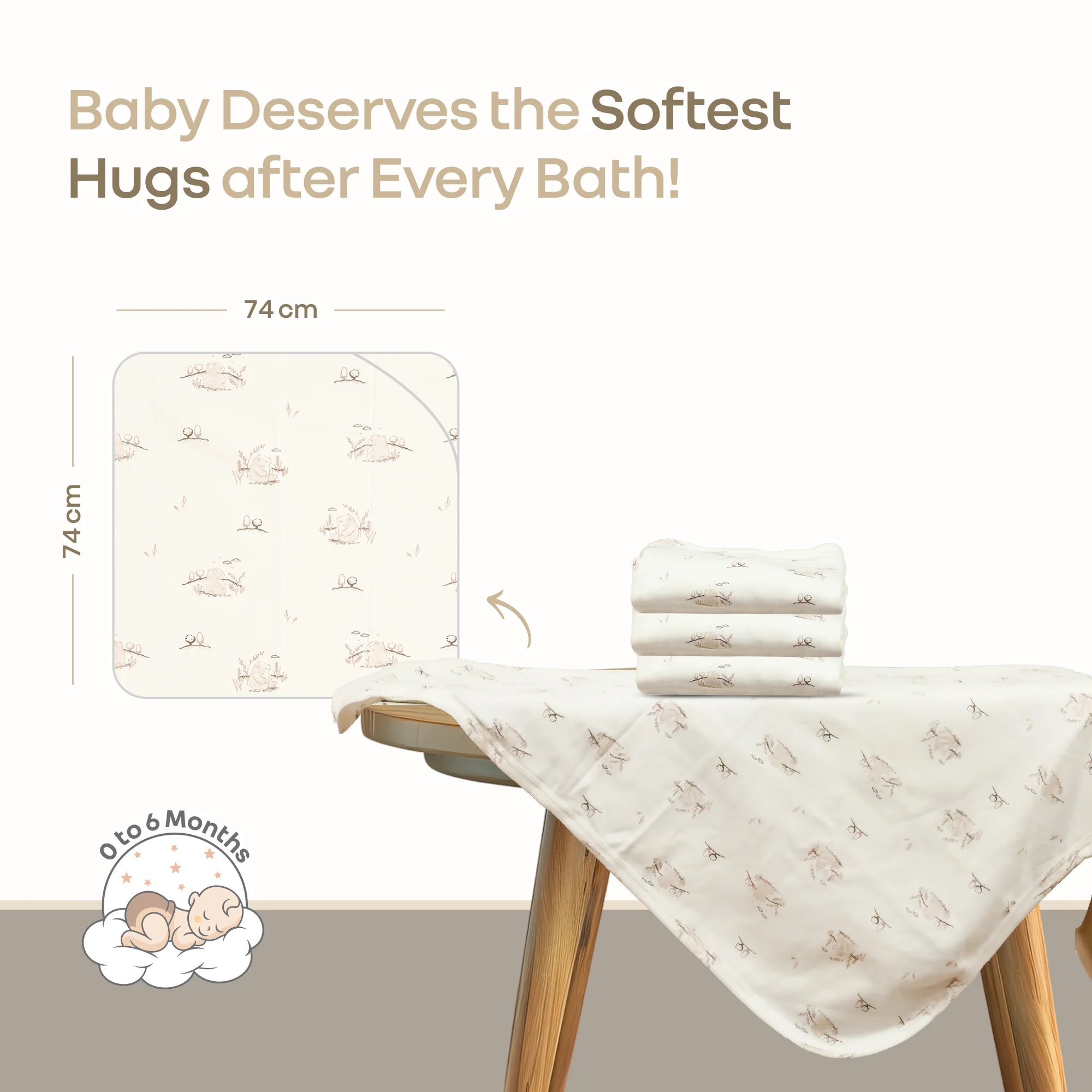 Softkins Baby Hooded Knit Towel with 100% Natural Cotton, Soft & Quick Dry - Image 4
