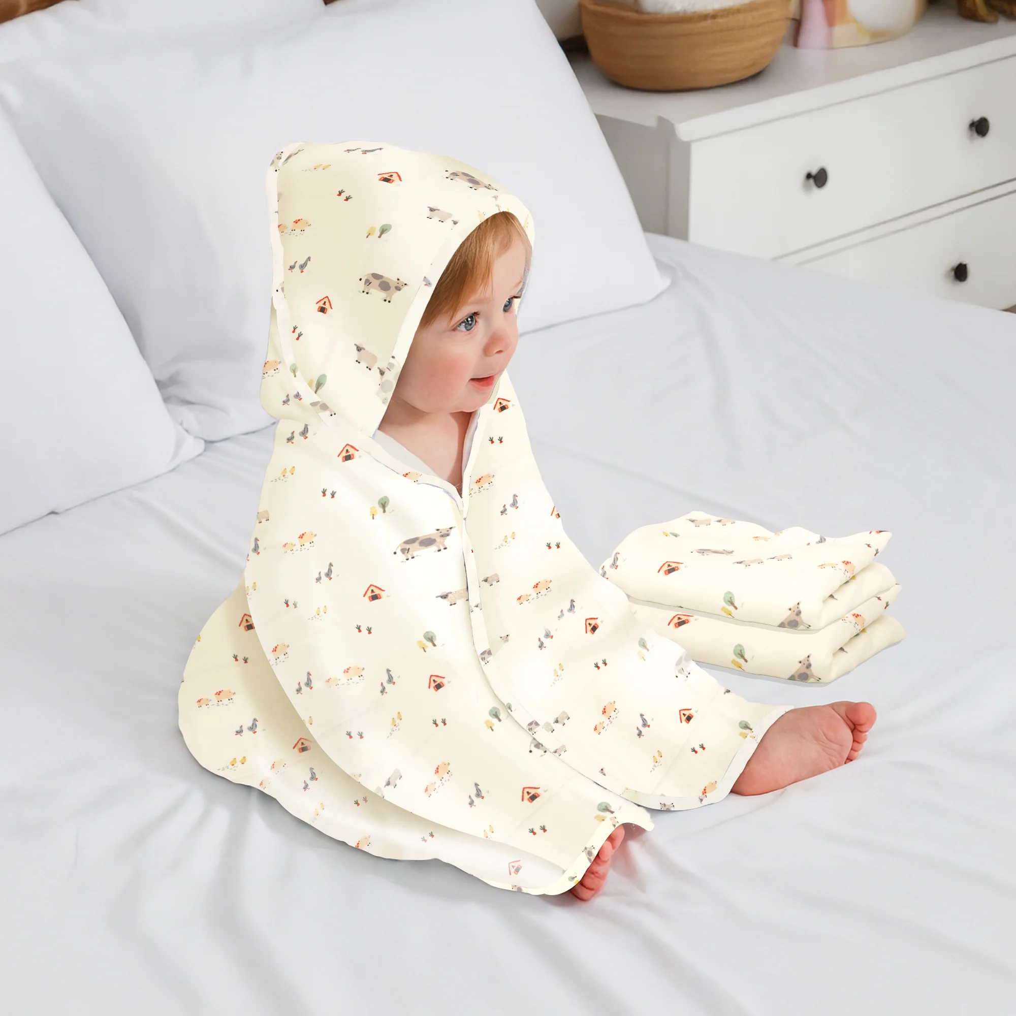 Softkins Baby Hooded Knit Towel with 100% Natural Cotton, Soft & Quick Dry - Image 6