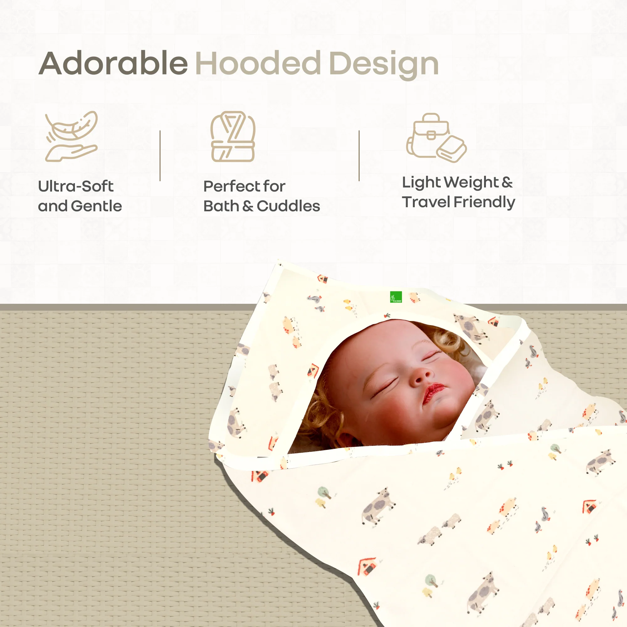 Softkins Baby Hooded Knit Towel with 100% Natural Cotton, Soft & Quick Dry - Image 7